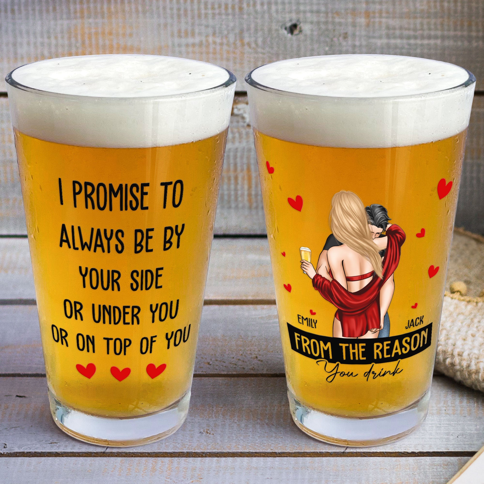 I Promise To Always Be By Your Side Anniversary Gift For Men - Personalized Beer Glass