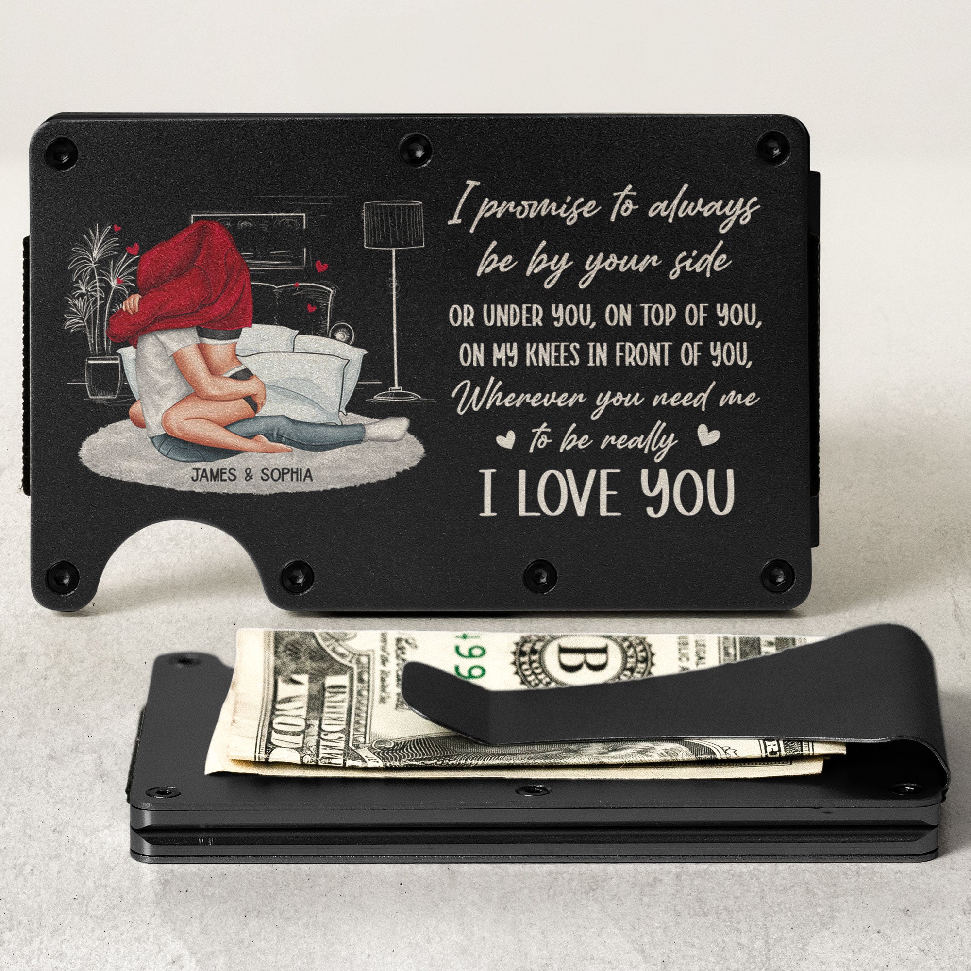 I Promise To Always Be By Your Side - Personalized Metal Card Holder