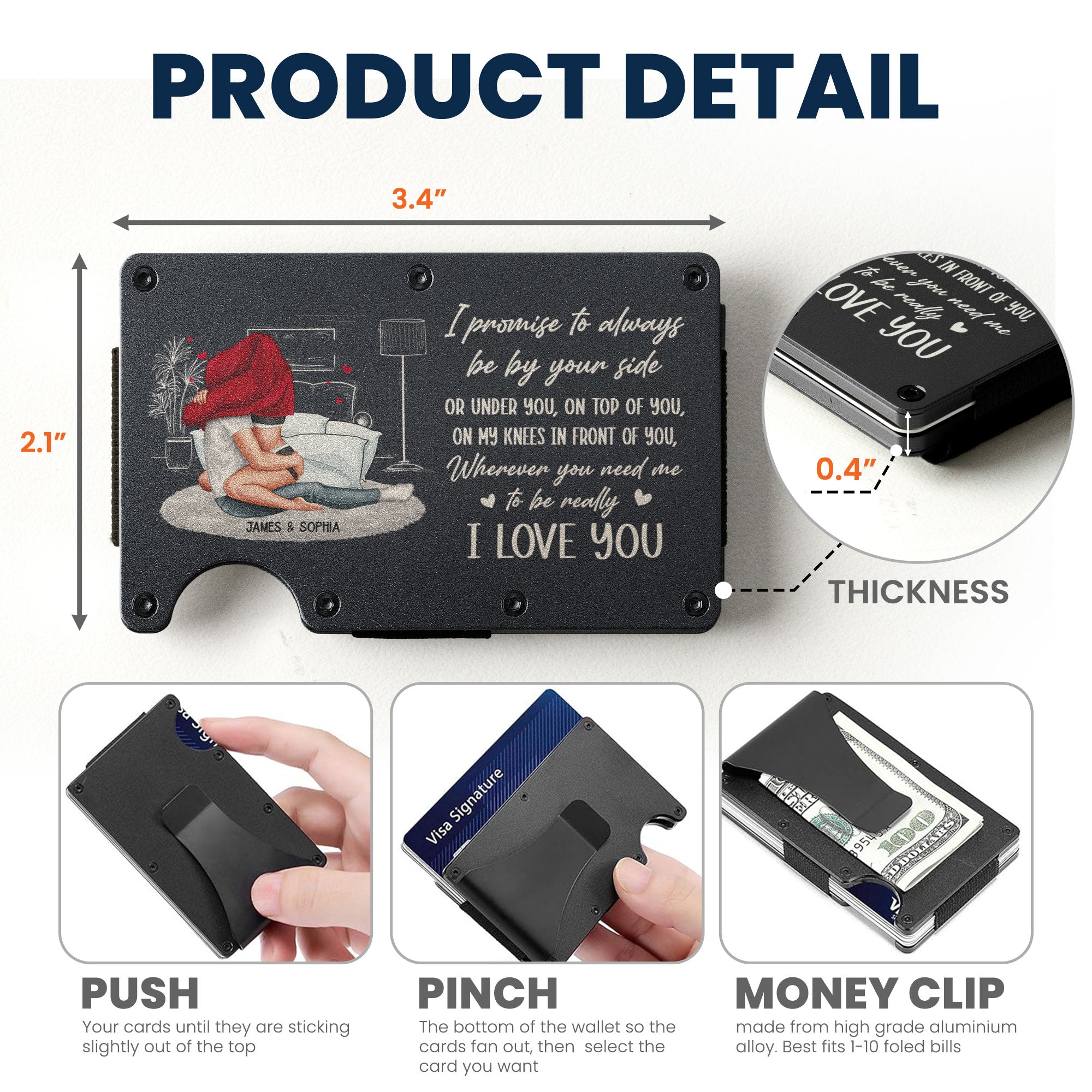 I Promise To Always Be By Your Side - Personalized Metal Card Holder