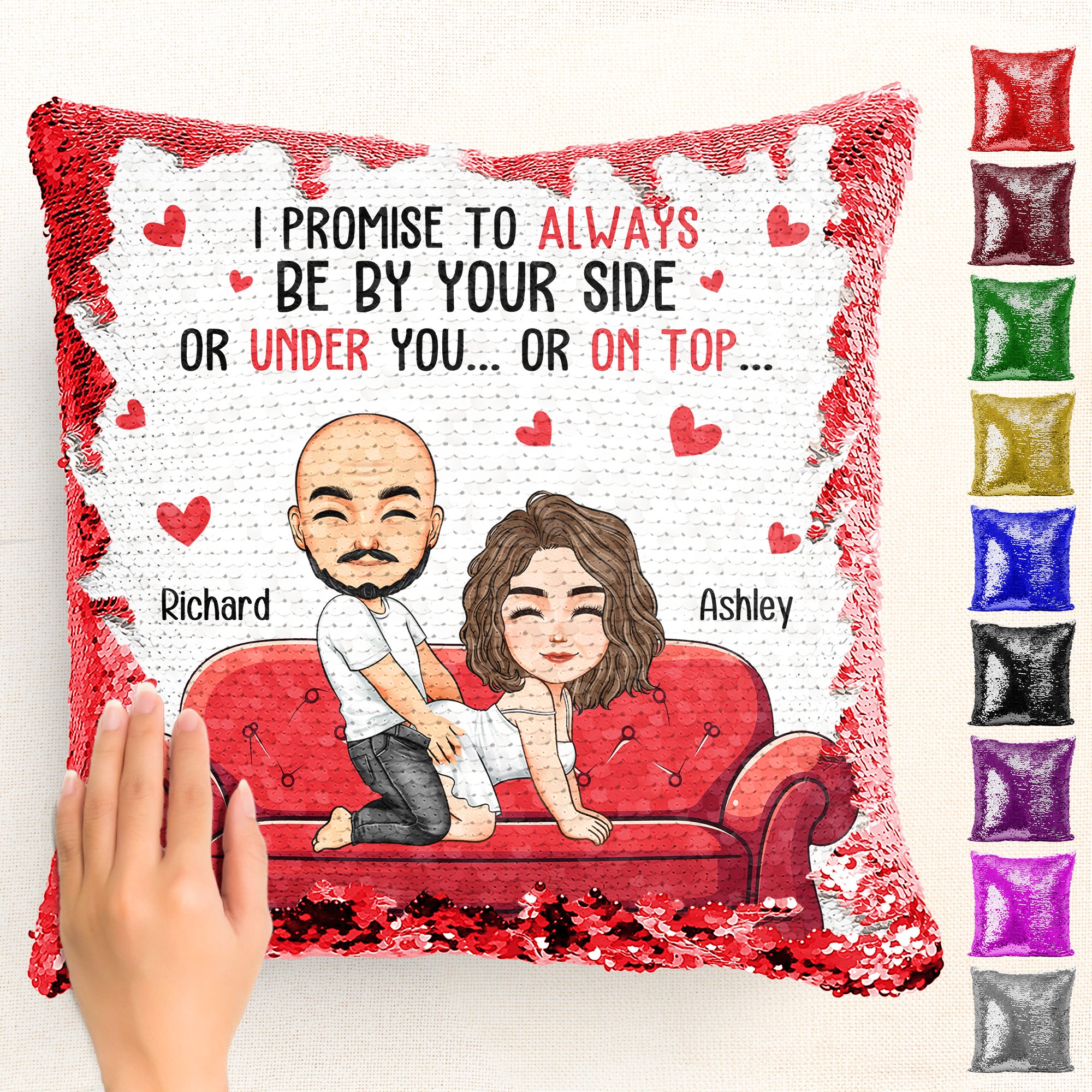 I Promise To Always Be By Your Side - Personalized Sequin Pillow