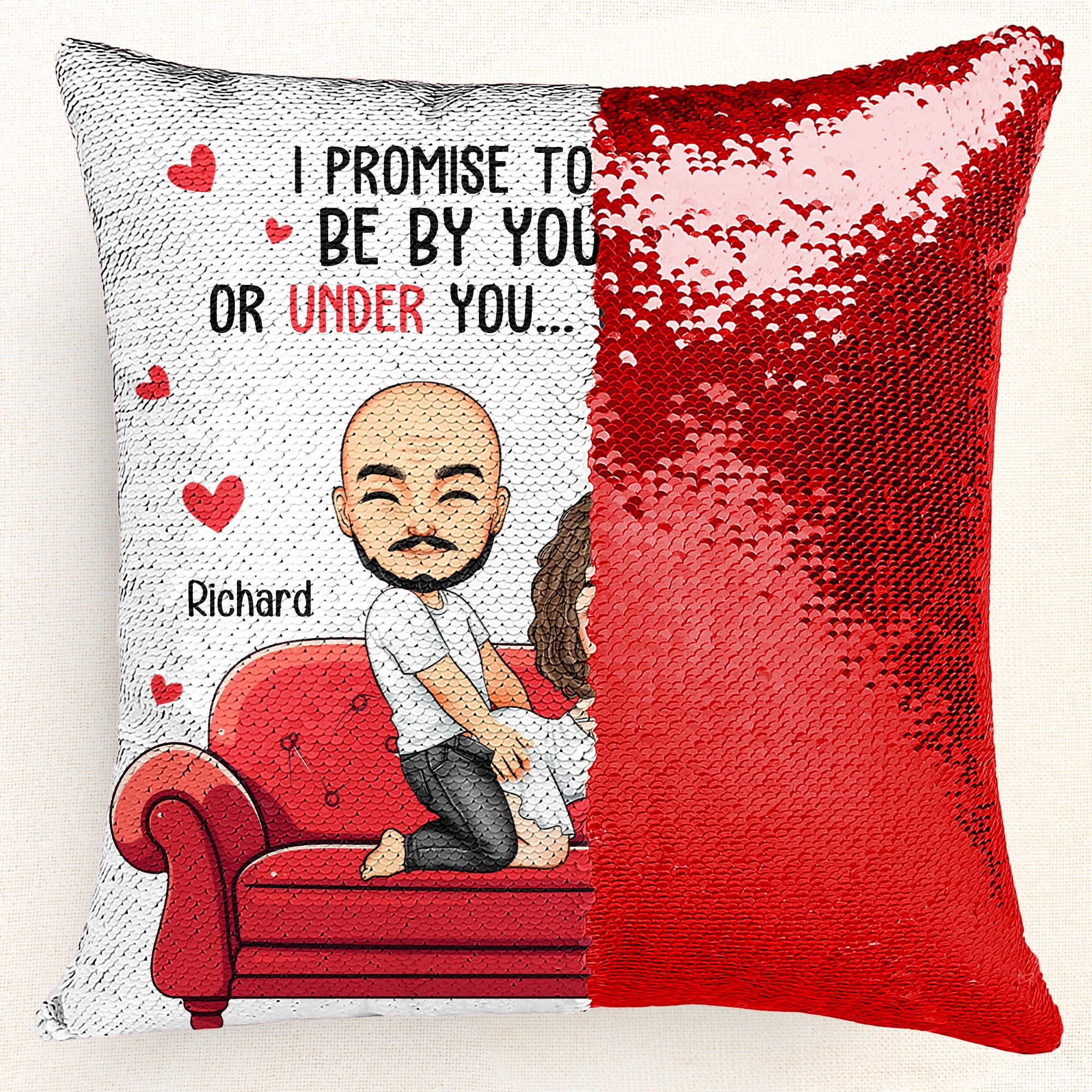 I Promise To Always Be By Your Side - Personalized Sequin Pillow