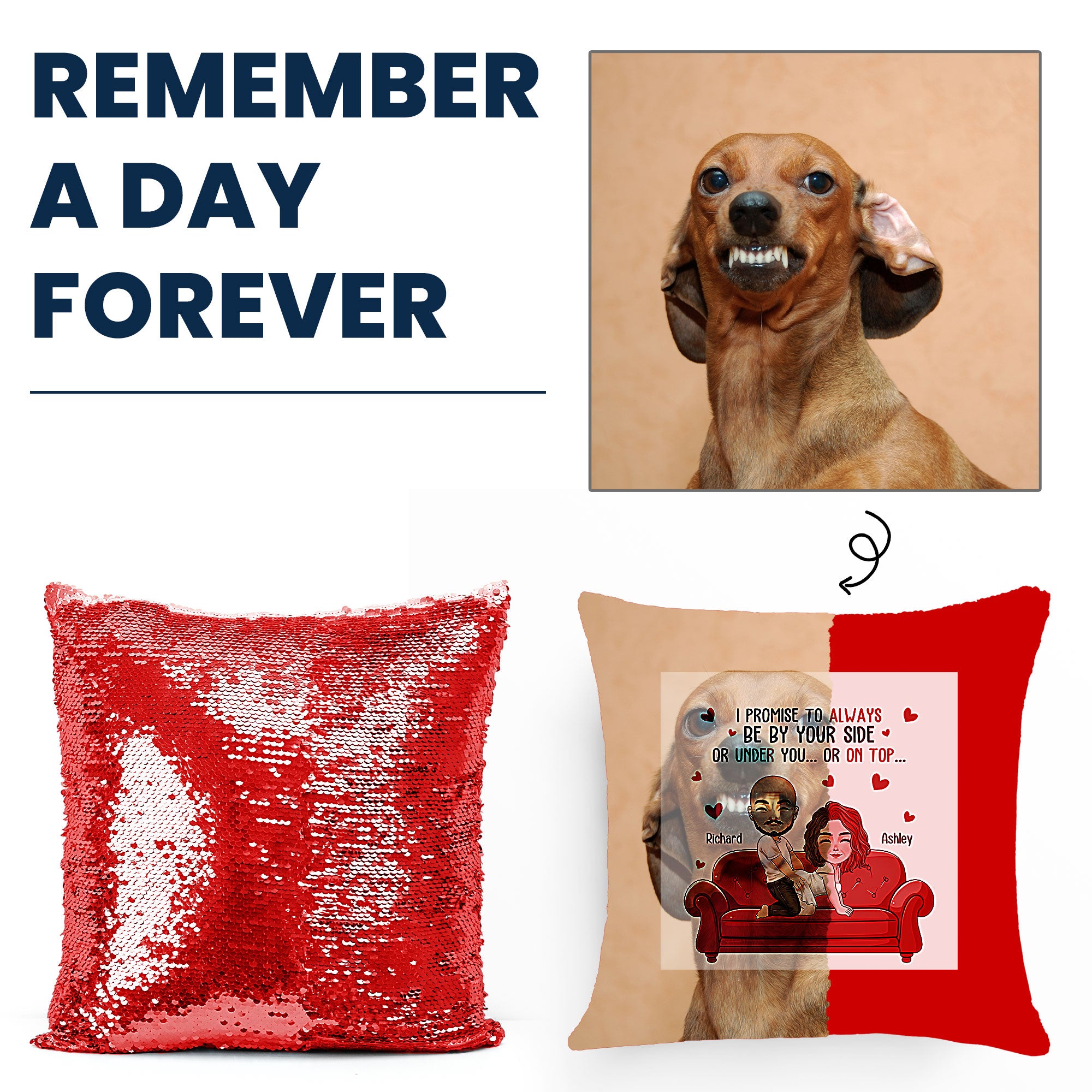 I Promise To Always Be By Your Side - Personalized Sequin Pillow