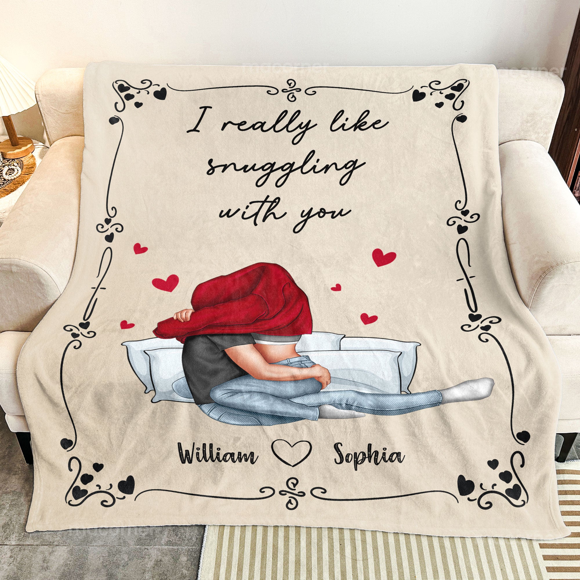 I Really Like Snuggling With You - Personalized Blanket