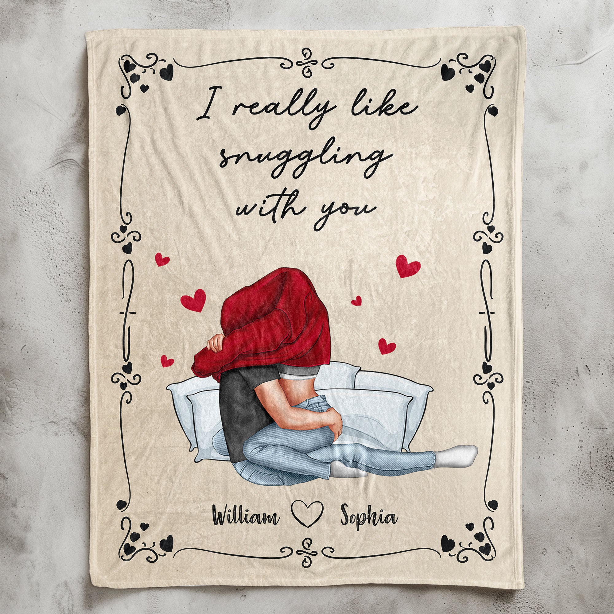 I Really Like Snuggling With You - Personalized Blanket