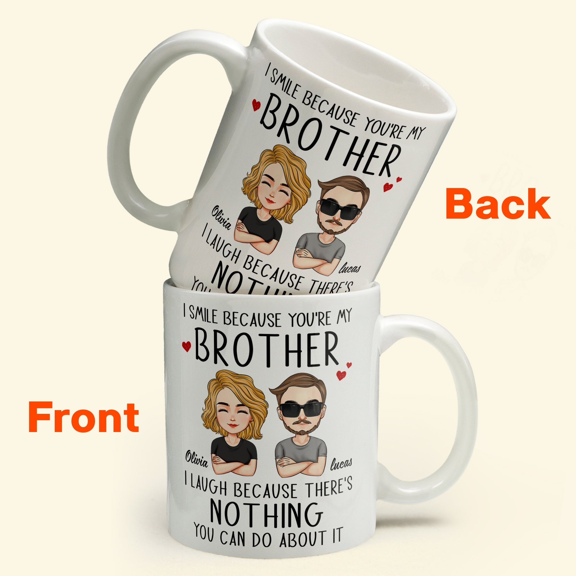 I Smile Because You're My Brother/ Sister - Personalized Mug