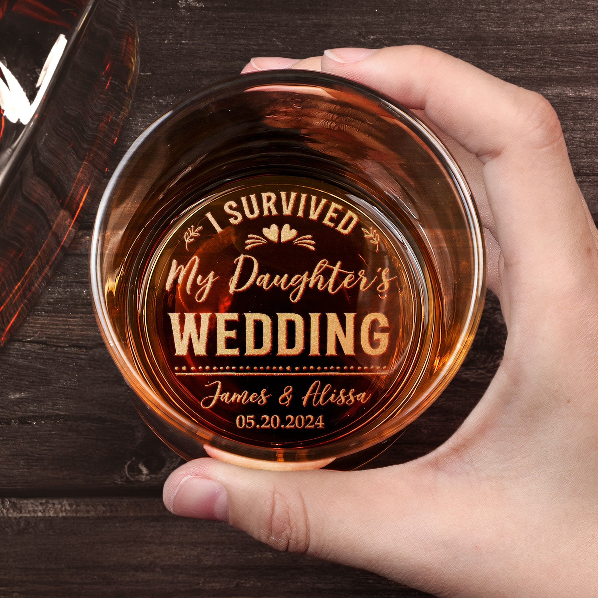 I Survived My Daughter's Wedding - Personalized Engraved Whiskey Glass