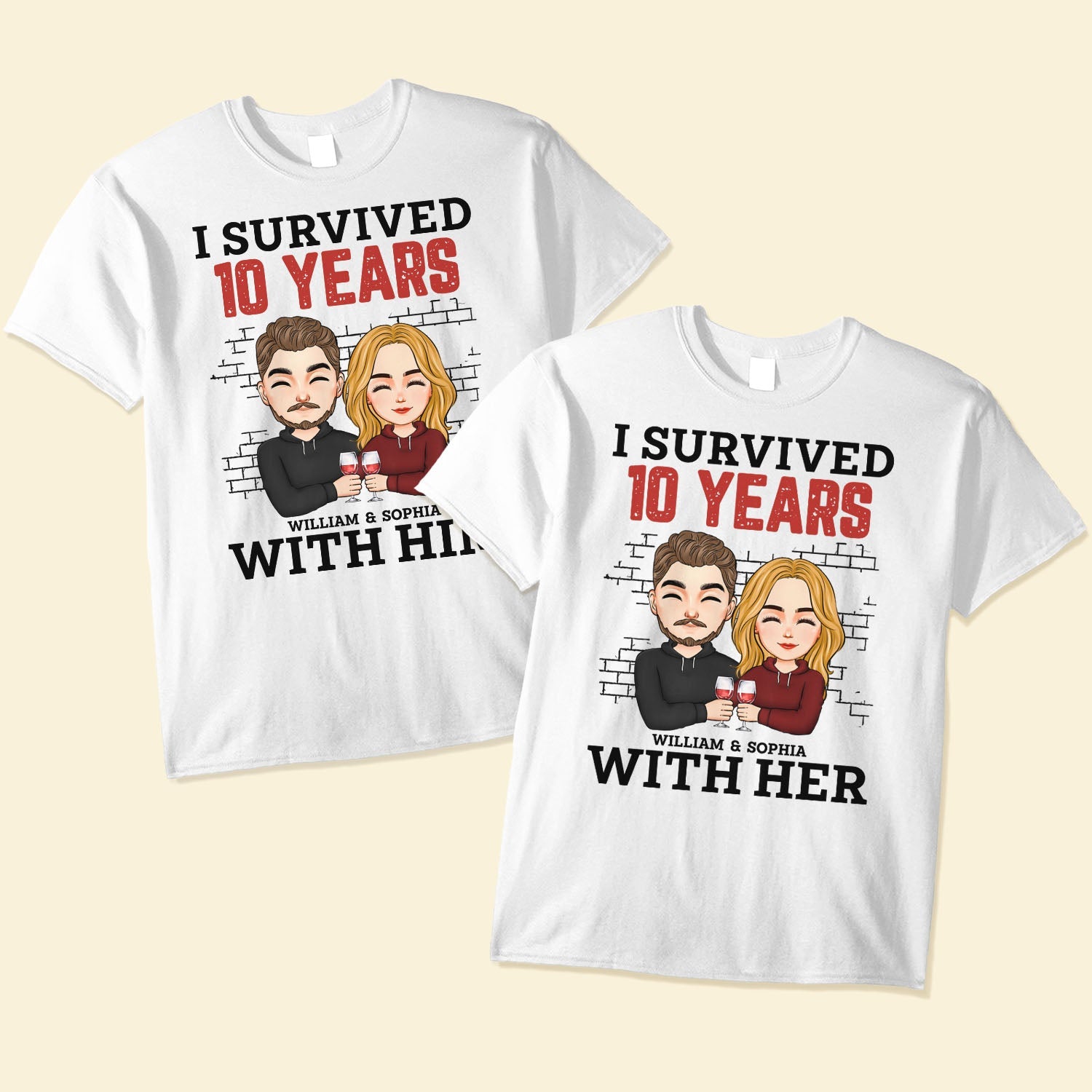 I Survived - Personalized Matching Couple Shirts