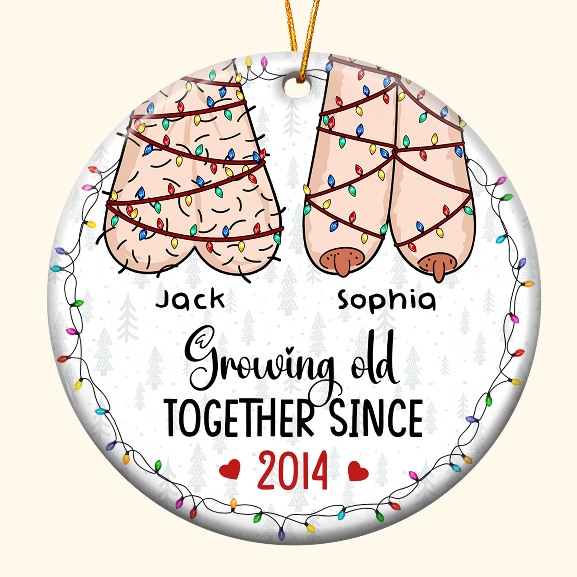 I Want To Grow Old With You Funny Christmas Couples - Personalized Ceramic Ornament