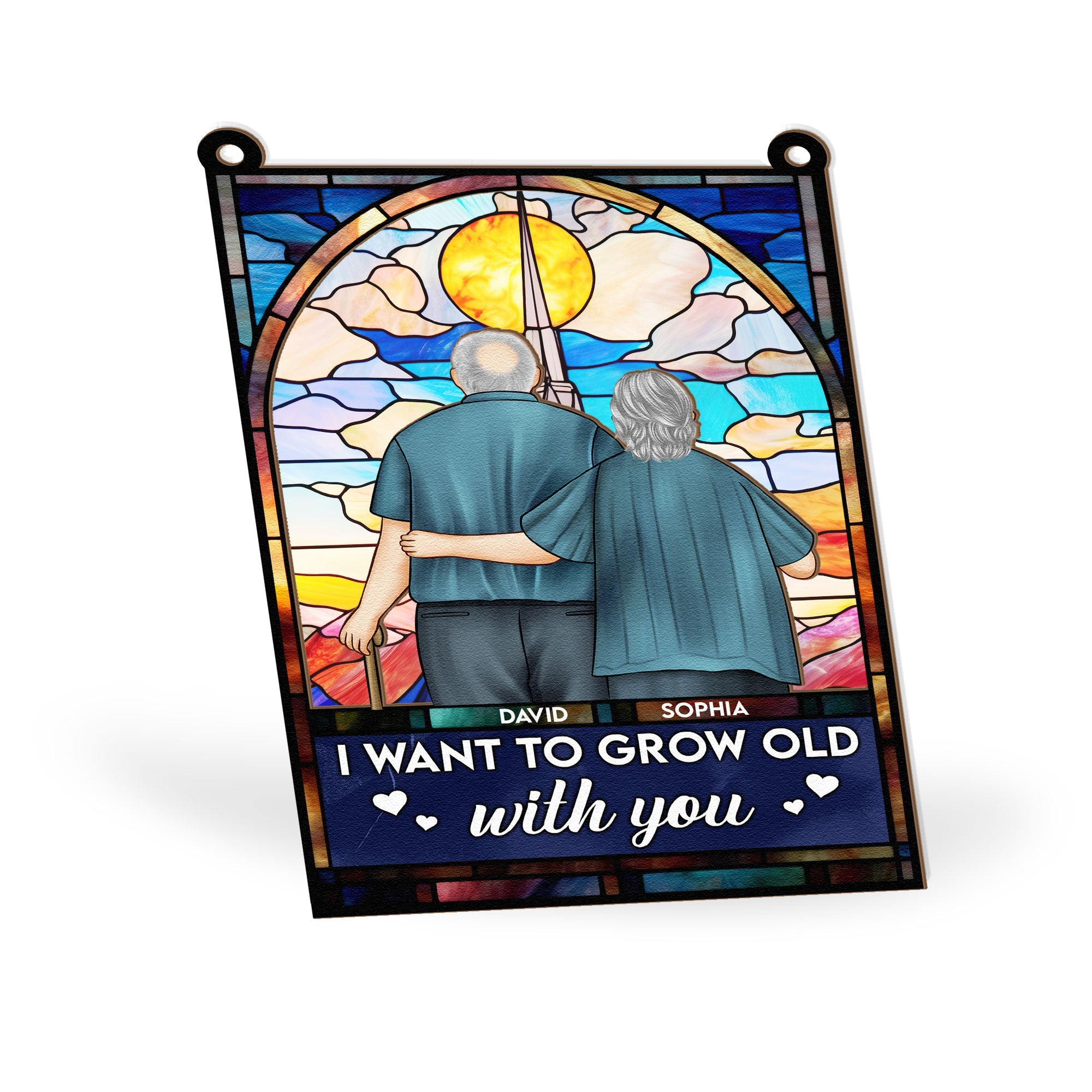 I Want To Grow Old With You - Personalized Window Hanging Suncatcher Ornament