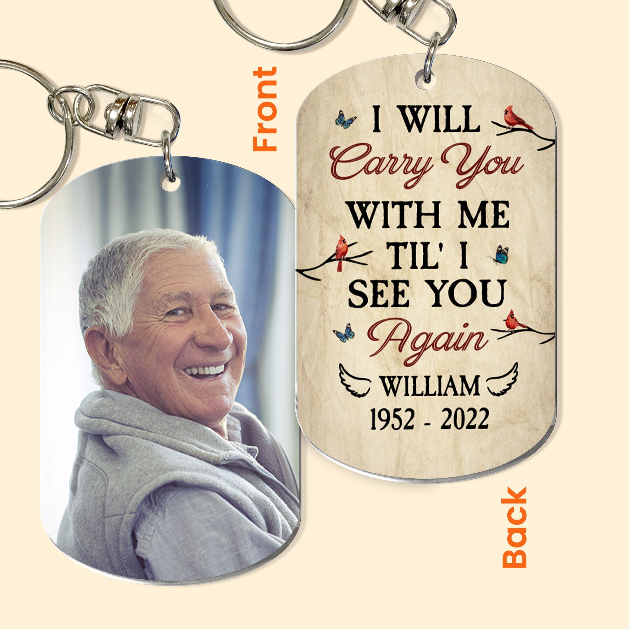 I Will Carry You With Me Til' I See You Again - Personalized Photo Keychain