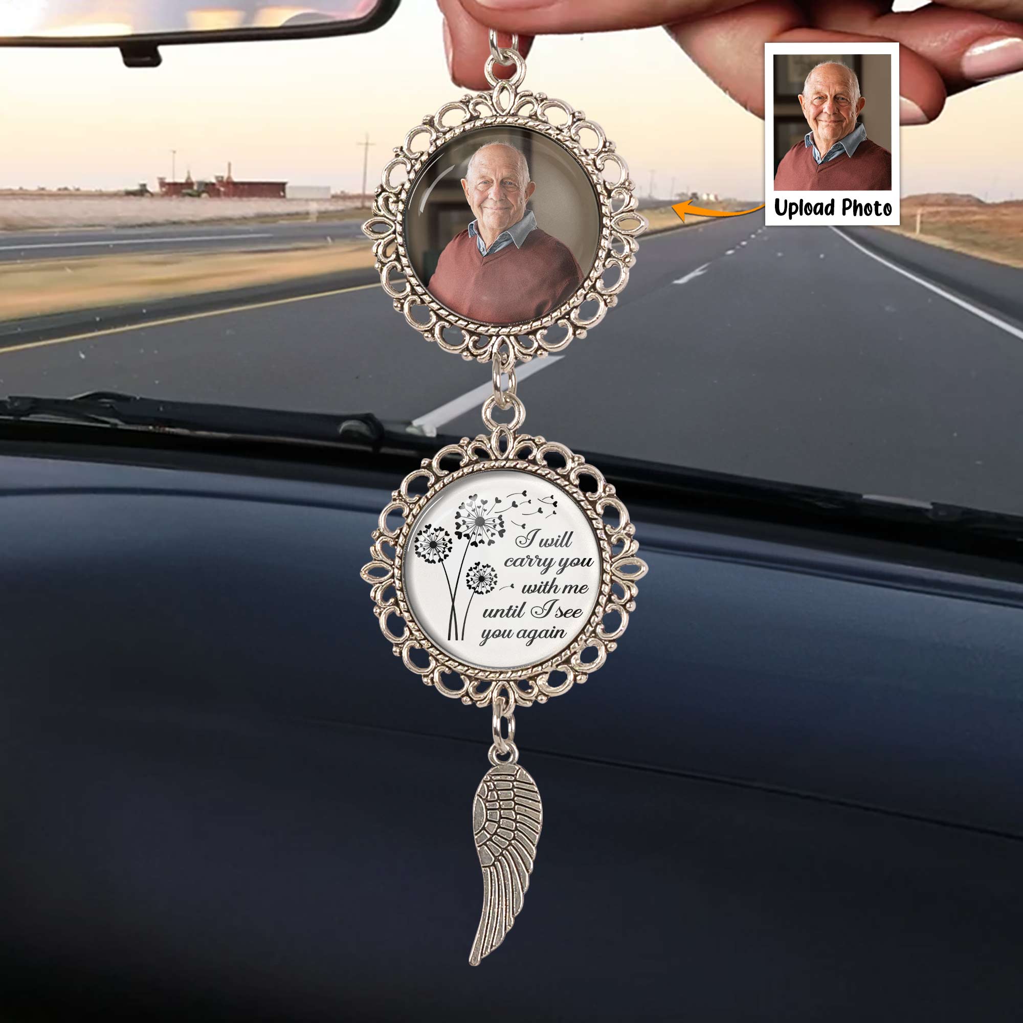 I Will Carry You With Me Until I See You Again - Personalized Photo Car Ornament