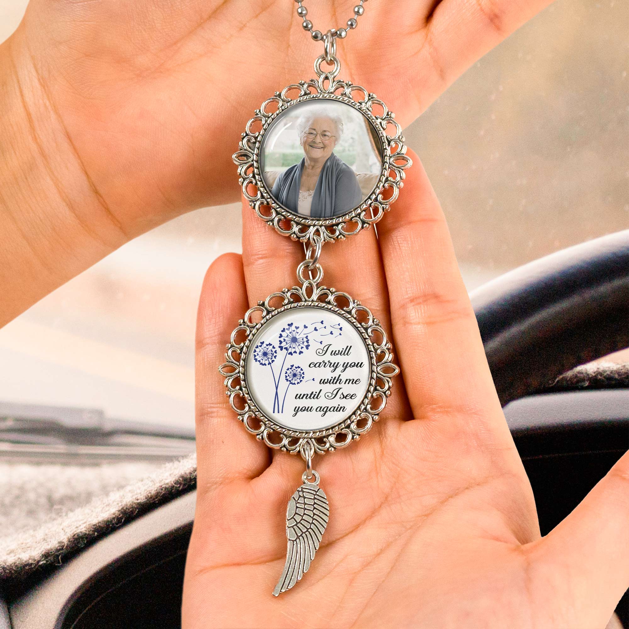 I Will Carry You With Me Until I See You Again - Personalized Photo Car Ornament