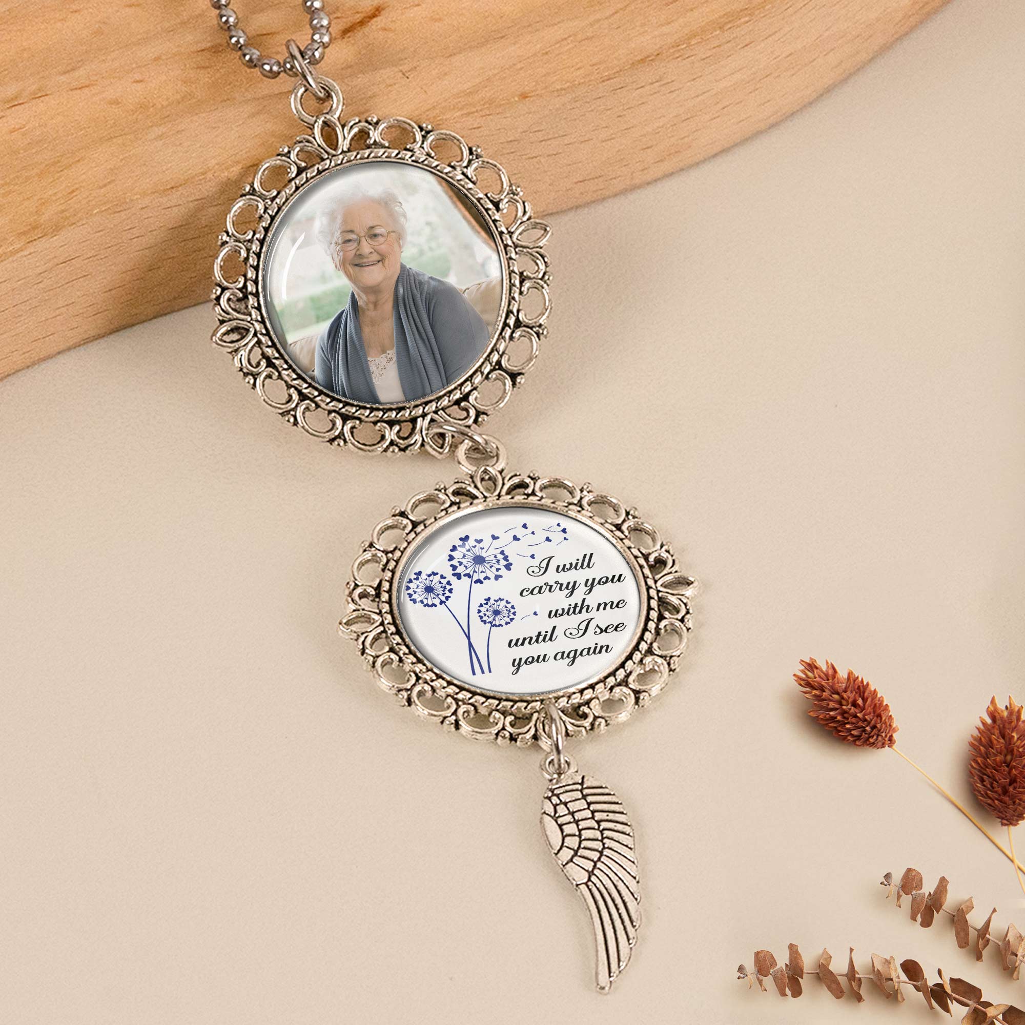 I Will Carry You With Me Until I See You Again - Personalized Photo Car Ornament