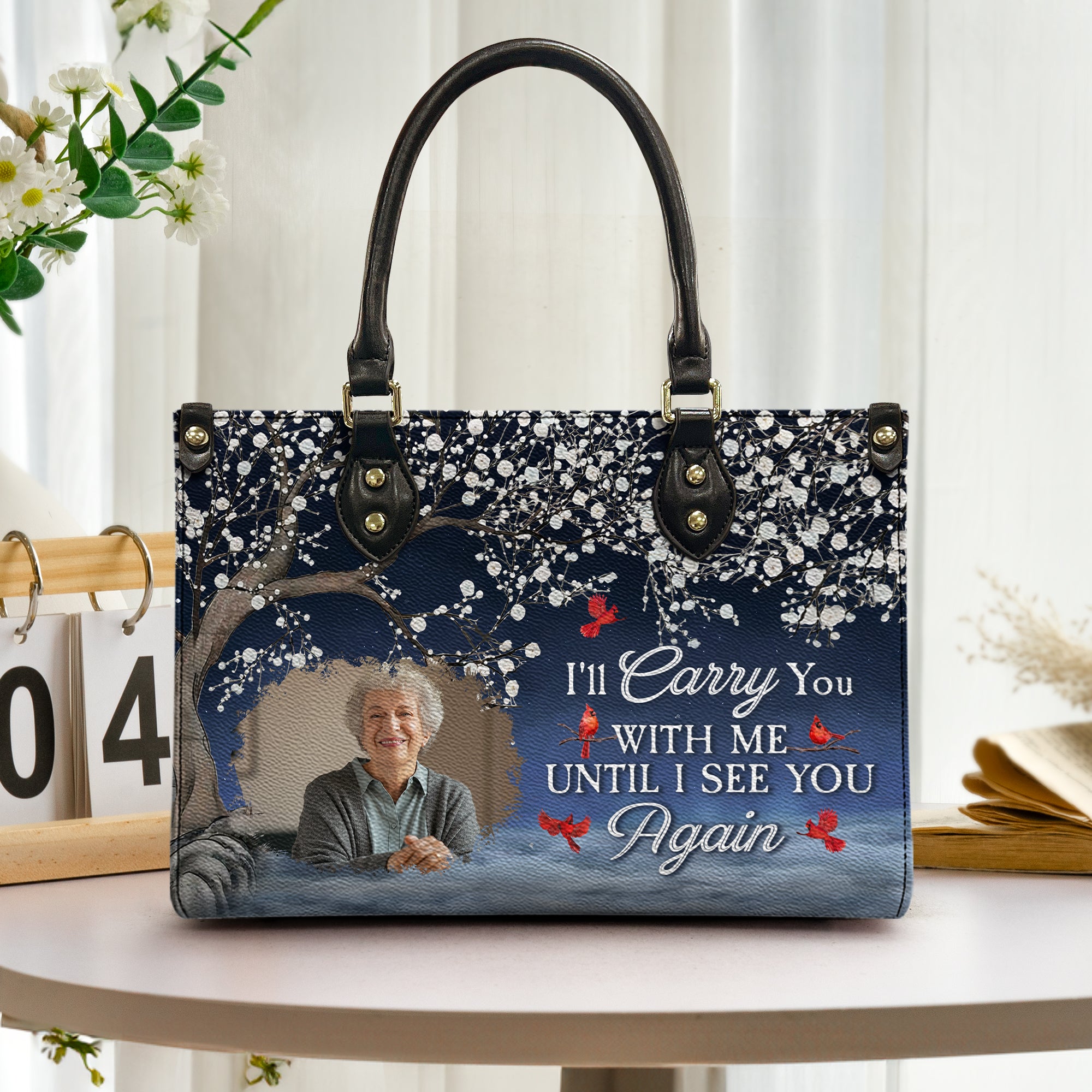 I Will Carry You With Me Until I See You Again - Personalized Leather Photo Bag