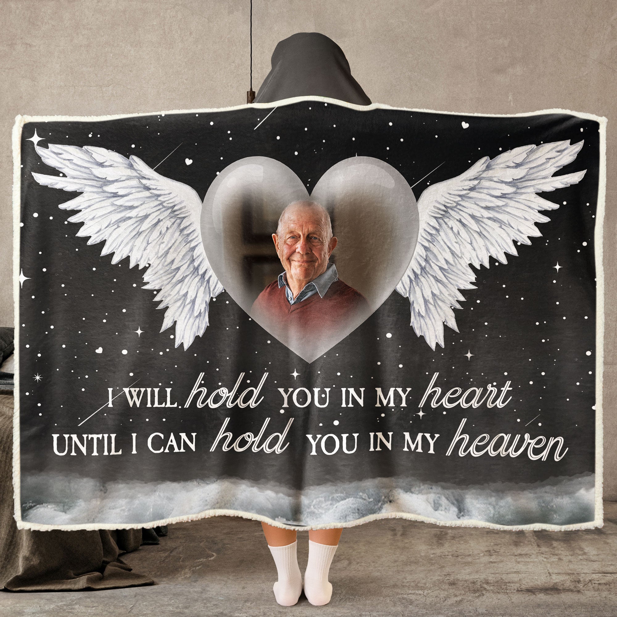 I Will Hold You In My Heart - Personalized Photo Wearable Blanket Hoodie