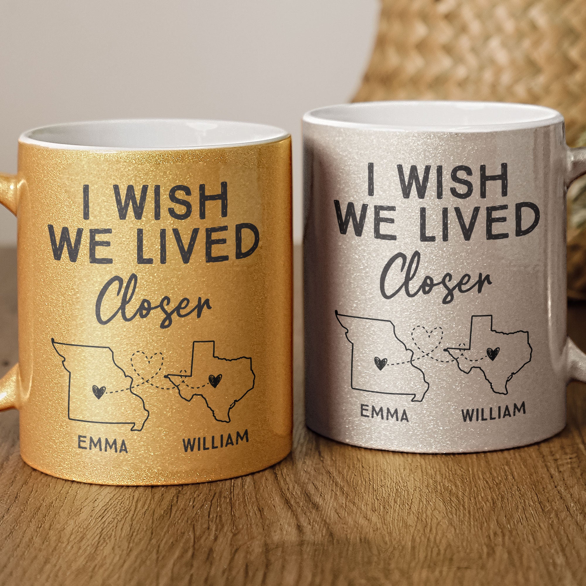 I Wish We Lived Closer - Personalized Glitter Coffee Mug