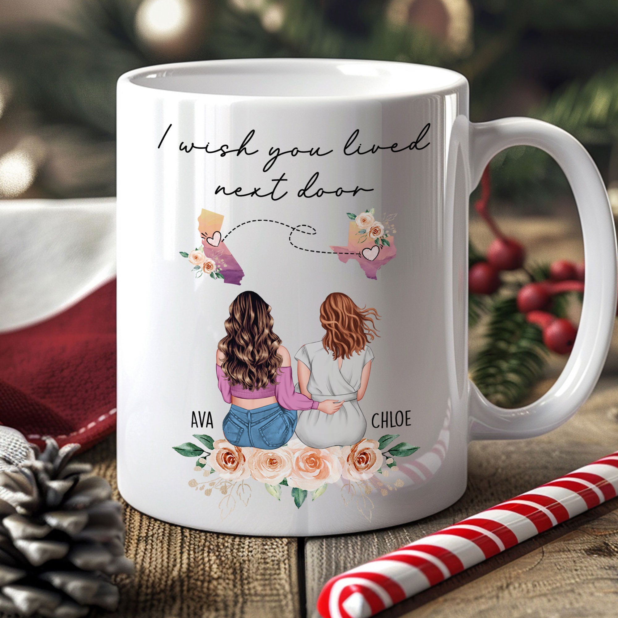 I Wish You Lived Next Door Friendship, Motherhood Gift - Personalized Mug