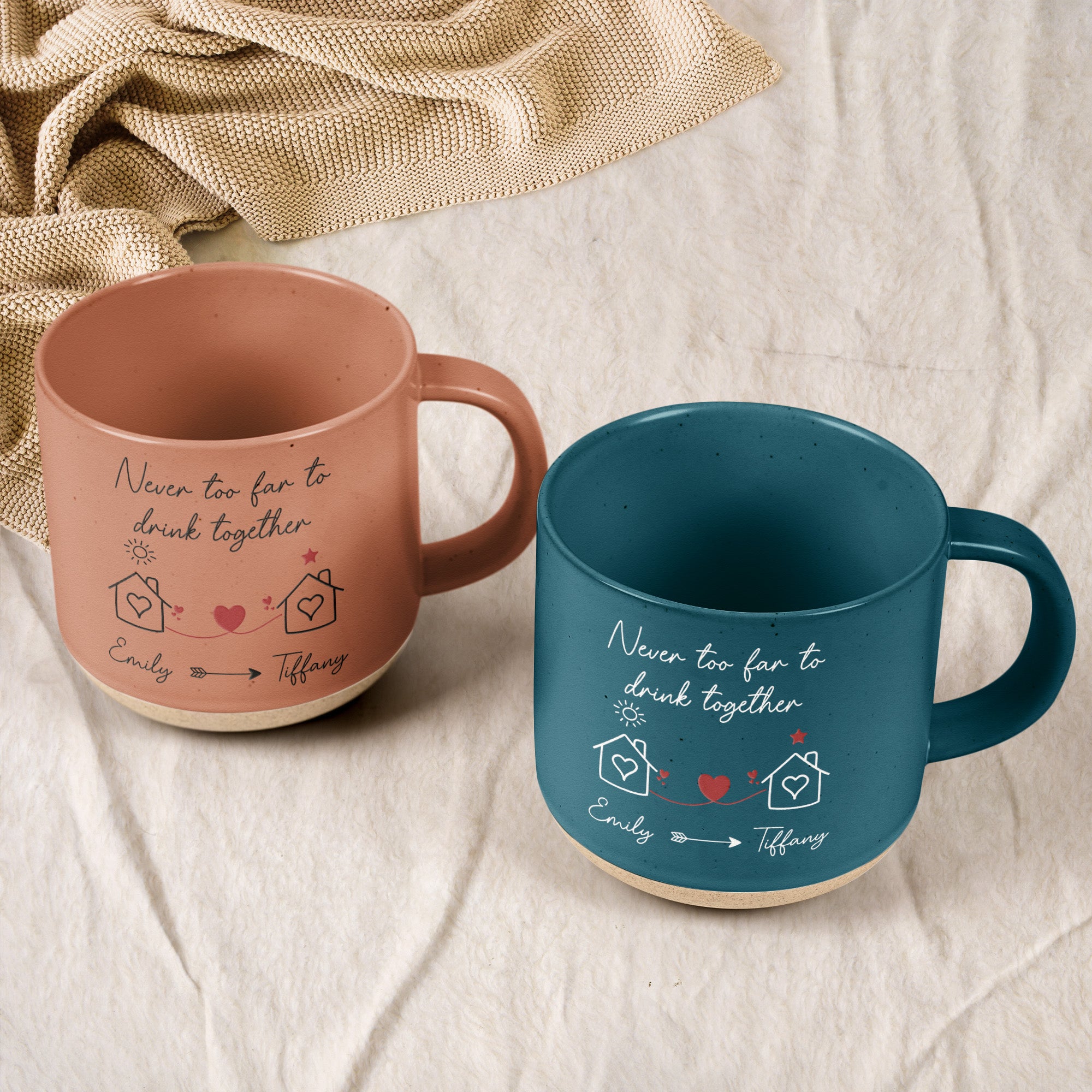 I Wish You Lived Next Door Friendship Gift - Personalized Pottery Mug