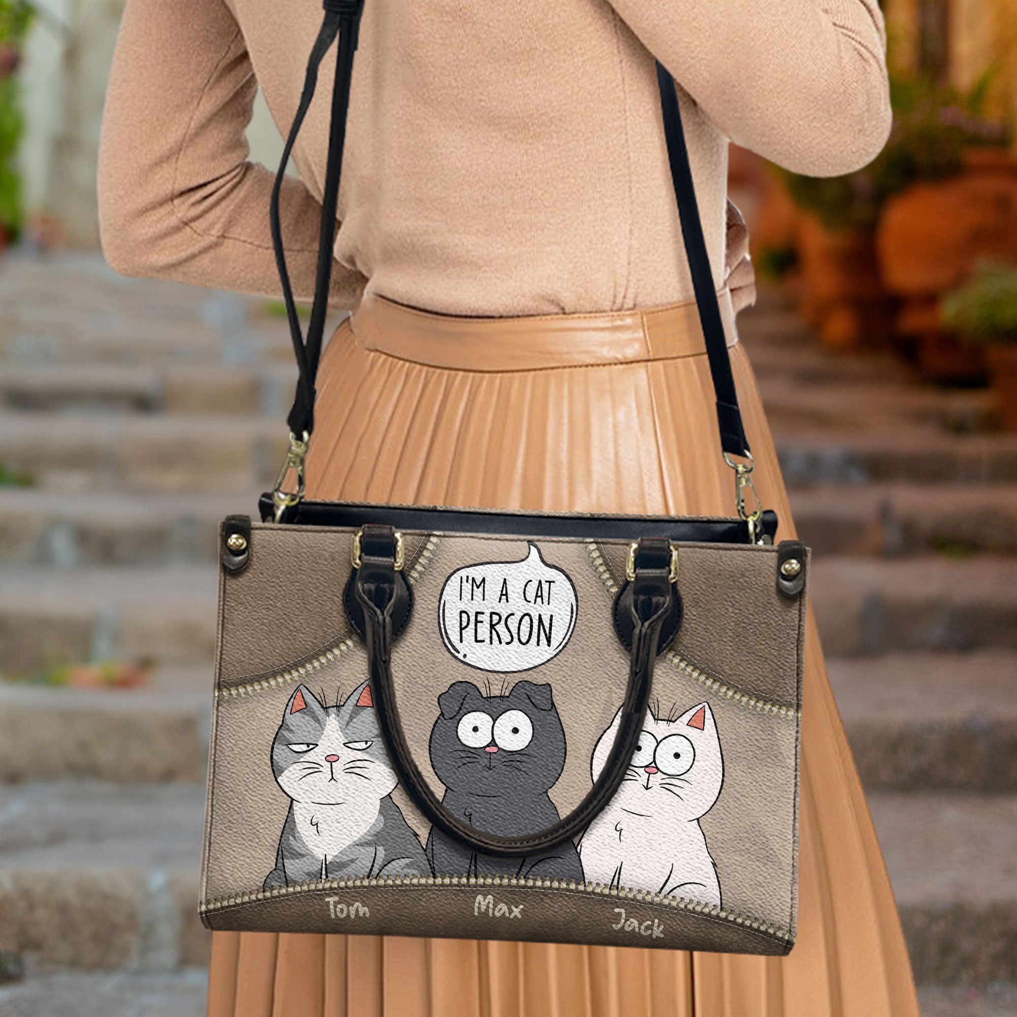 I'm A Cat Person - Personalized Leather Bag