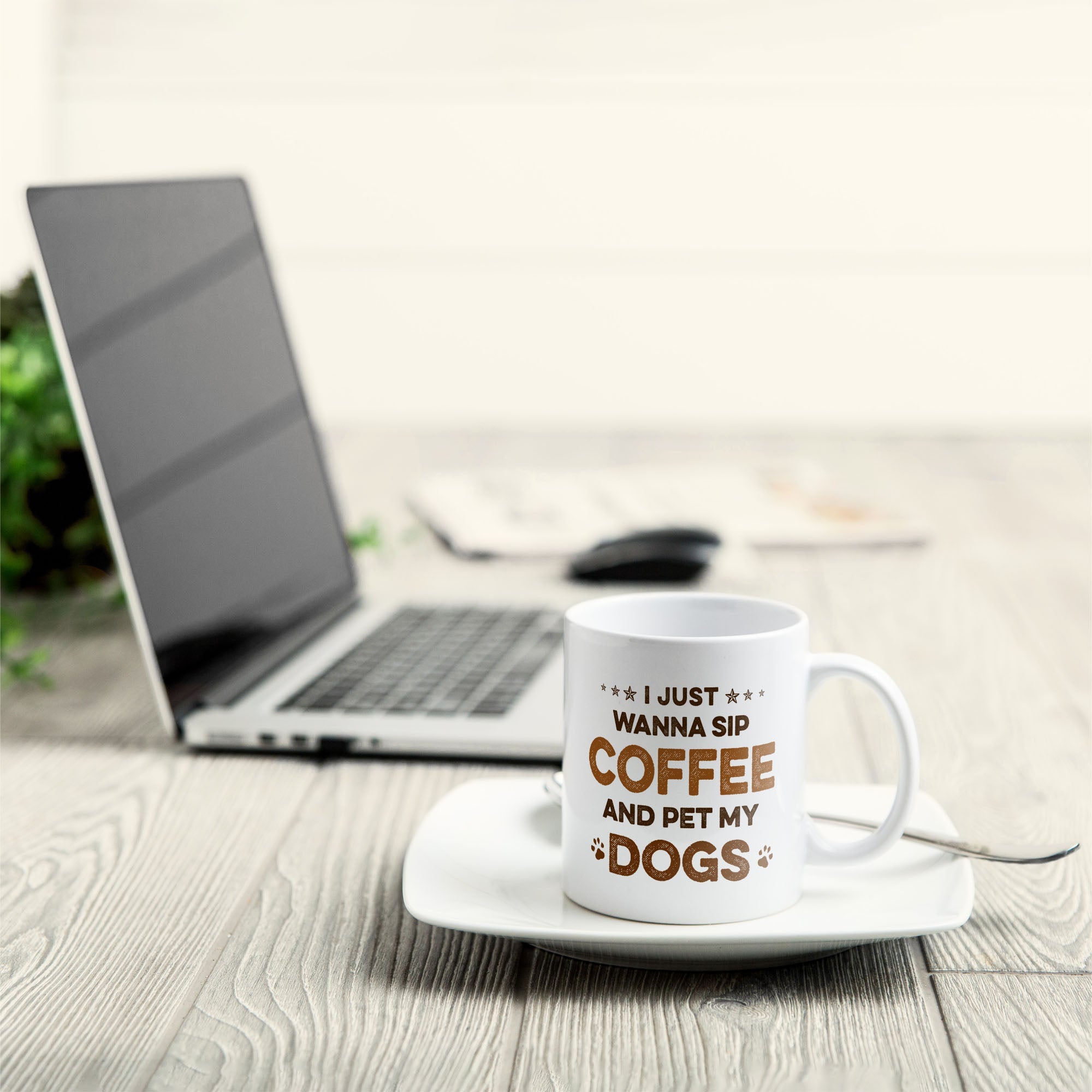 I Just Wanna Sip Coffee And Pet My Dog - Personalized Mug - Birthday, Loving Gift For Dog Owners, Dog Mom, Dog Lovers, Dog Dad