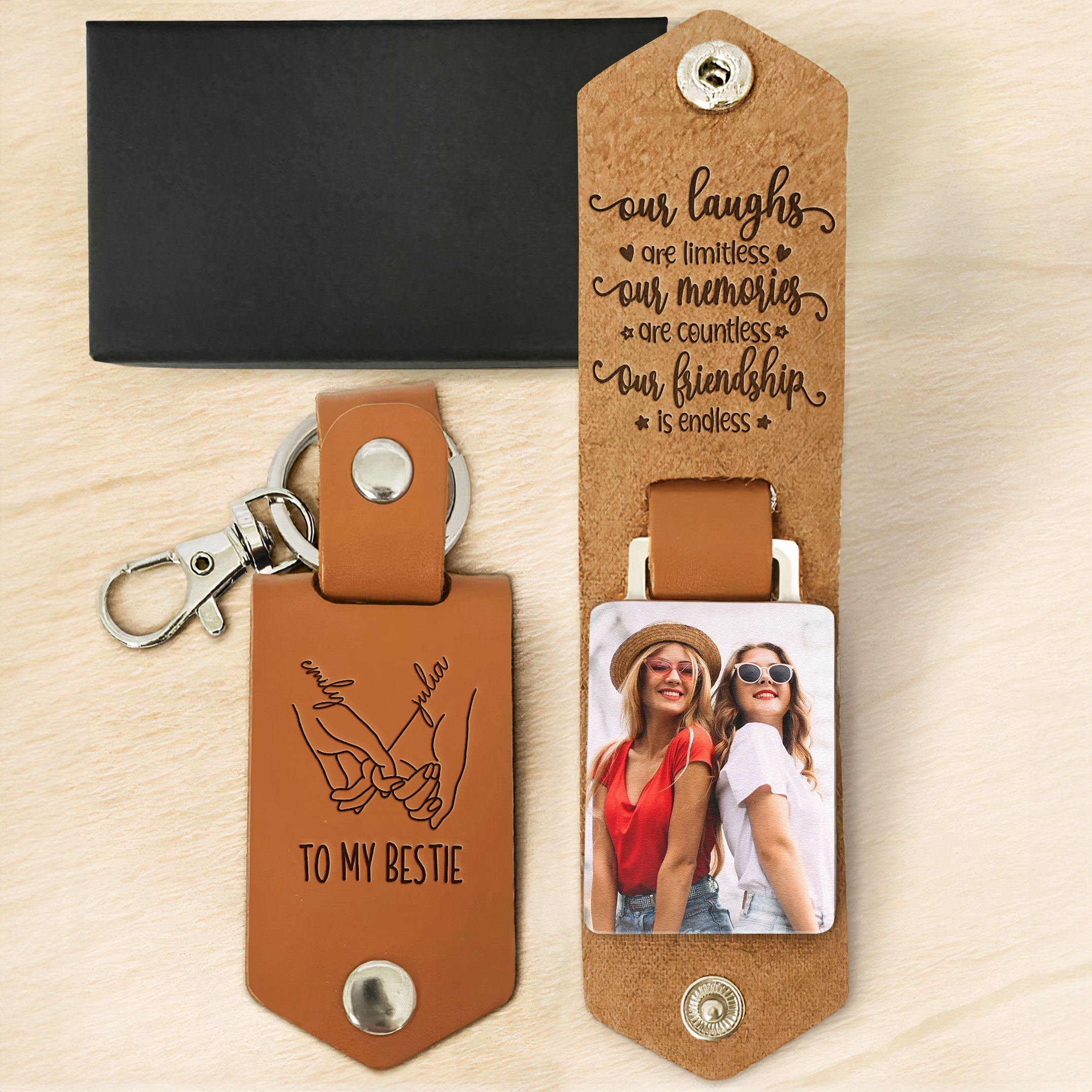 I'd Shank A Bitch For You, Right In The Kidney Friendship - Personalized Leather Photo Keychain