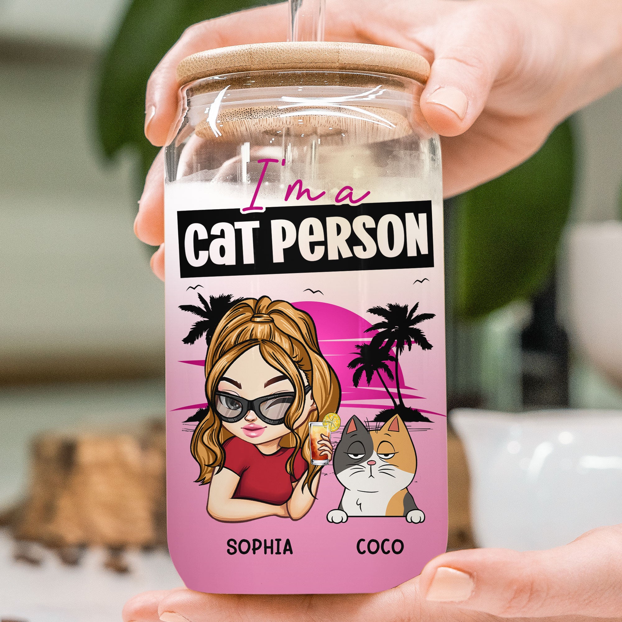 I'm A Cat Person - New Version - Personalized Clear Glass Cup