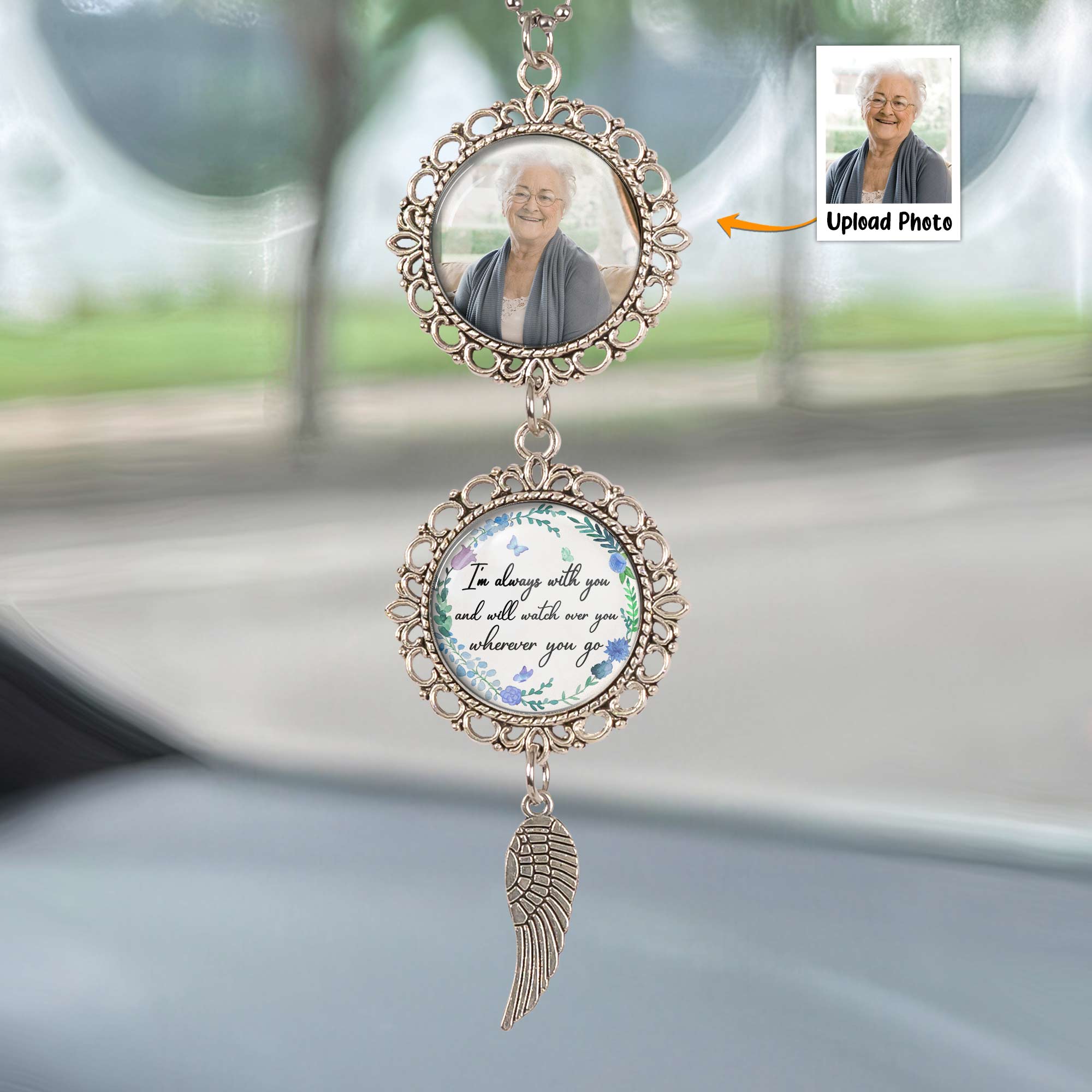 I'm Always With You And Will Watch Over You - Personalized Photo Car Ornament