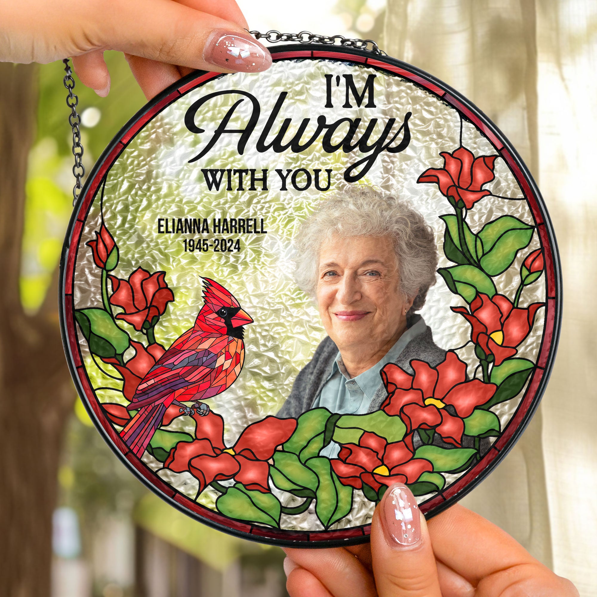 I'm Always With You - Personalized Photo Stained Glass Window Hanging Suncatcher