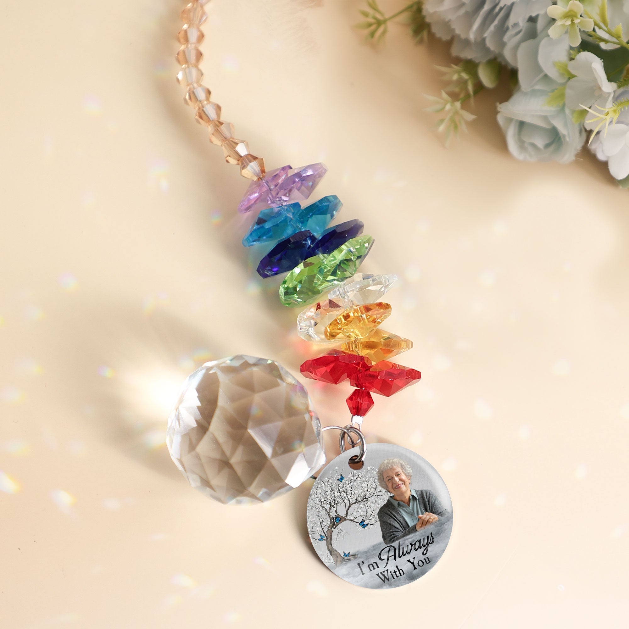 I'm Always With You - Tree Version - Personalized Photo Ball Prism Suncatcher