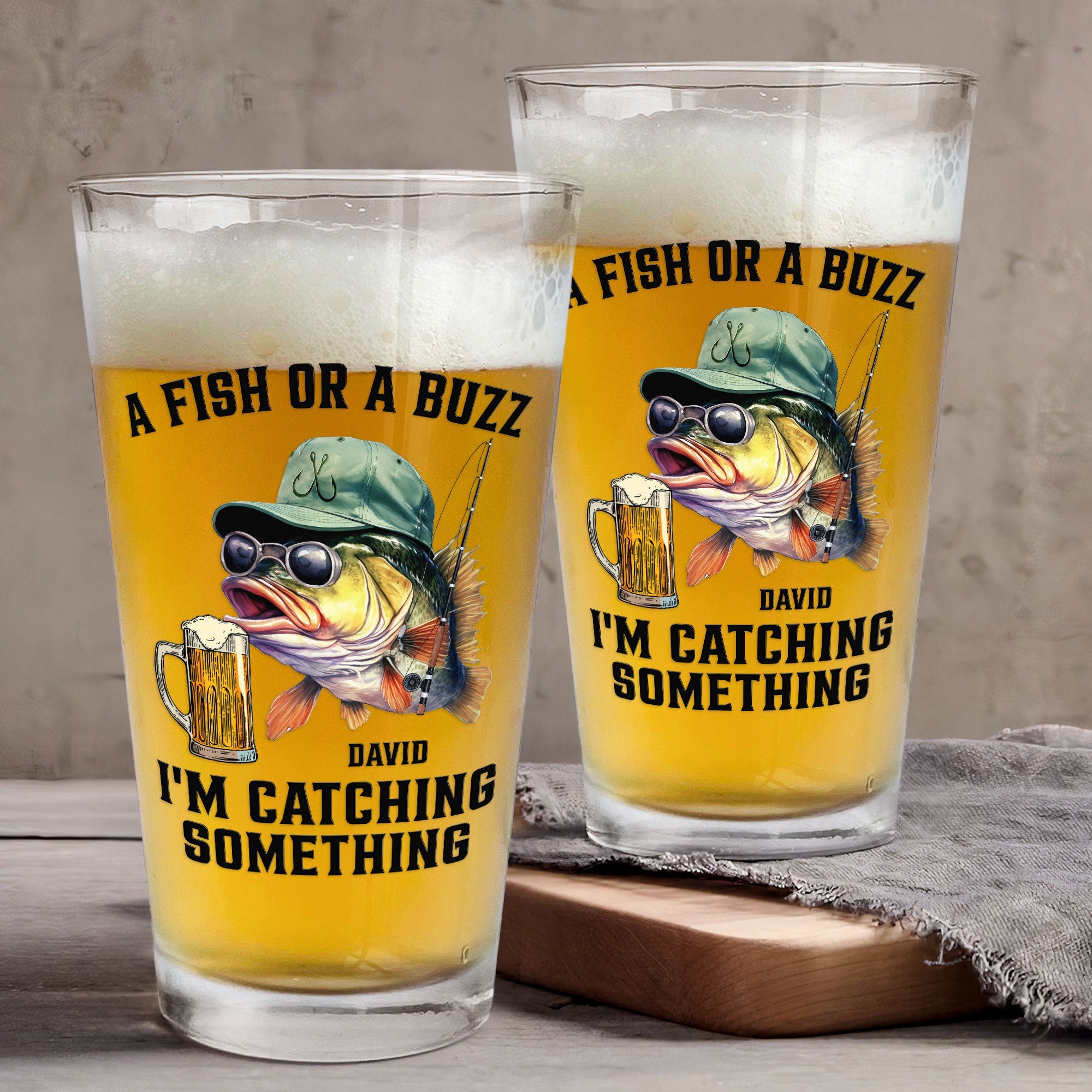 I'm Catching Something - Personalized Beer Glass