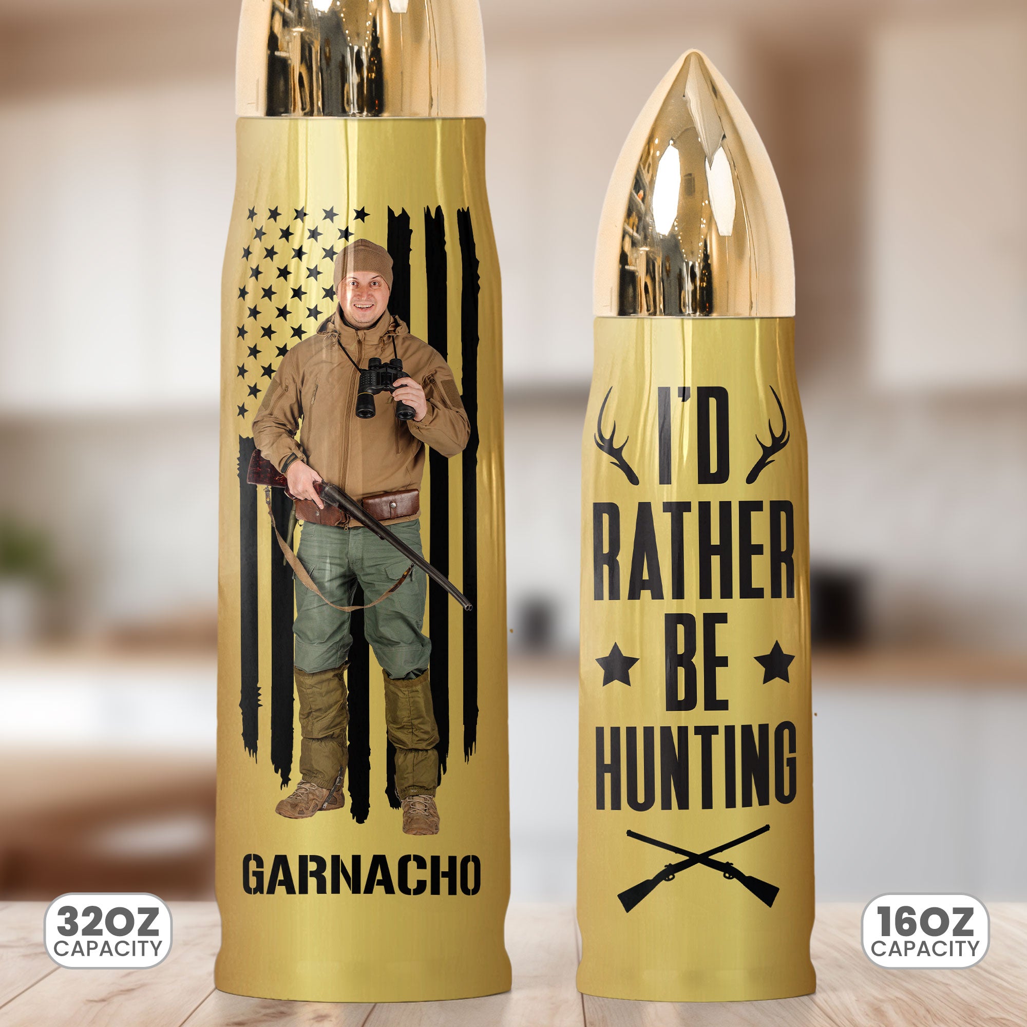 I'd Rather Be Hunting - Personalized Photo Bullet Tumbler