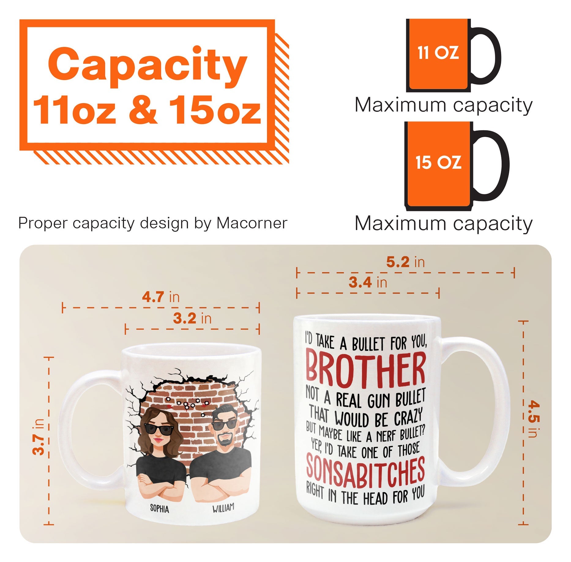 I'd Take A Bullet For You, Brother - Personalized Mug