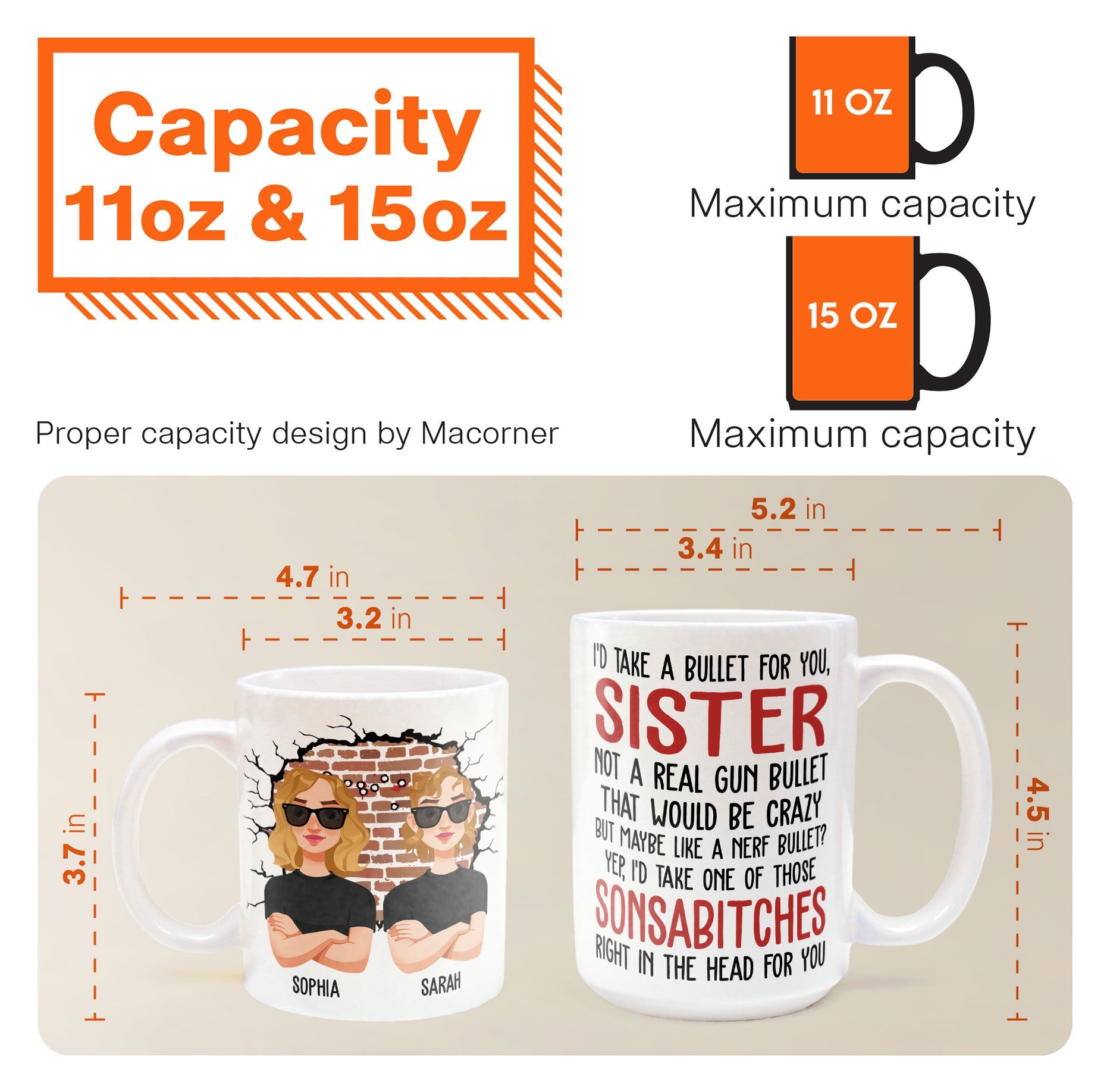 I'd Take A Bullet For You, Sister - Personalized Mug