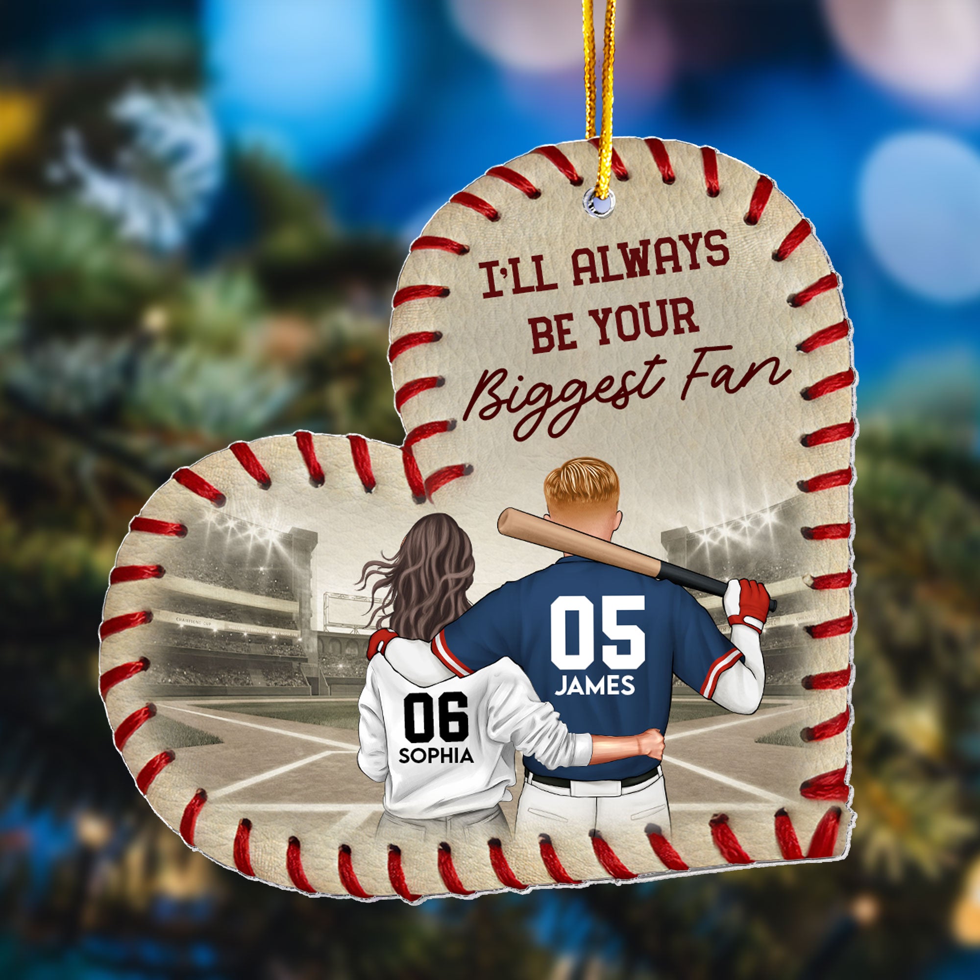 I'll Always Be Your Biggest Fan - Personalized Acrylic Ornament - Heart Shaped