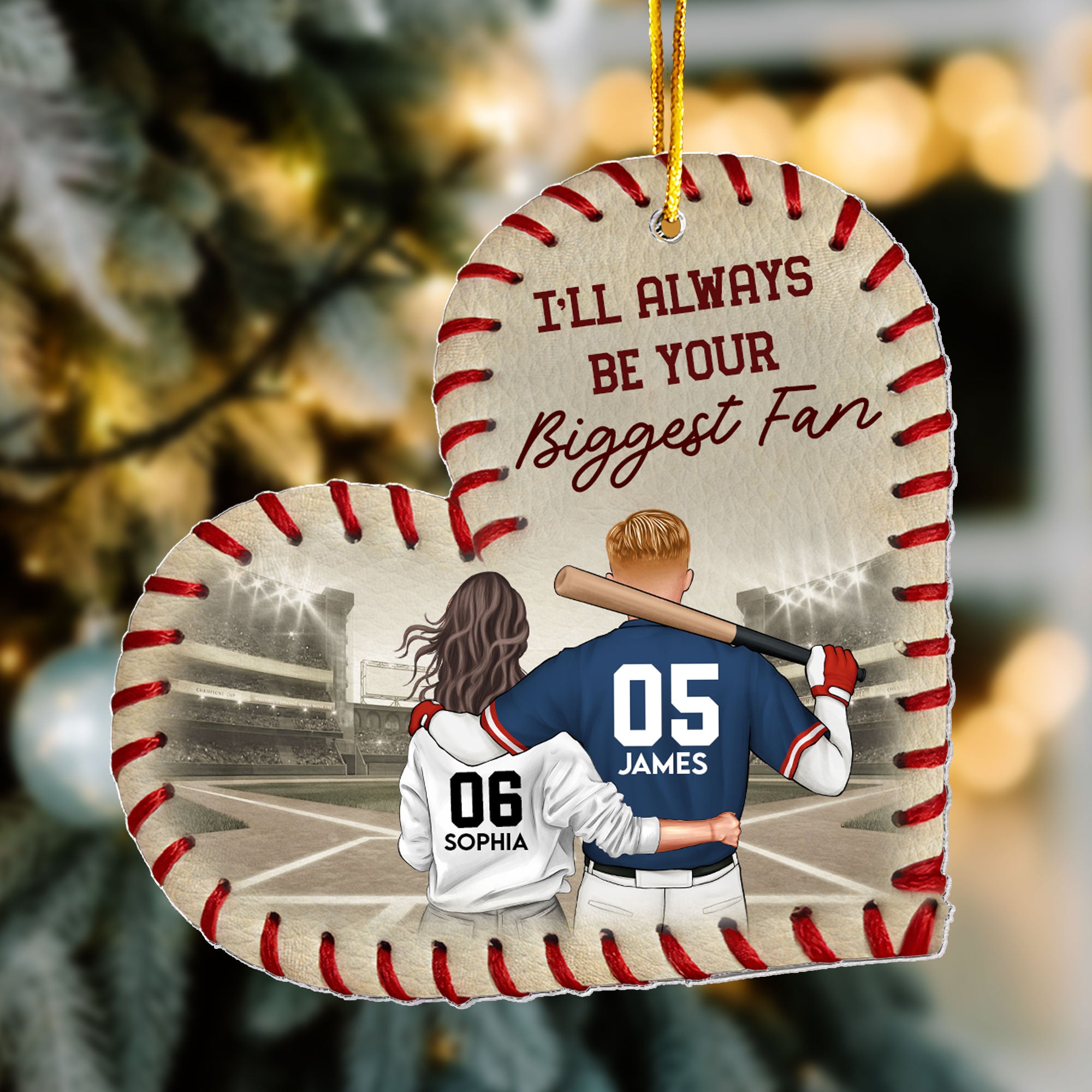 I'll Always Be Your Biggest Fan - Personalized Acrylic Ornament - Heart Shaped