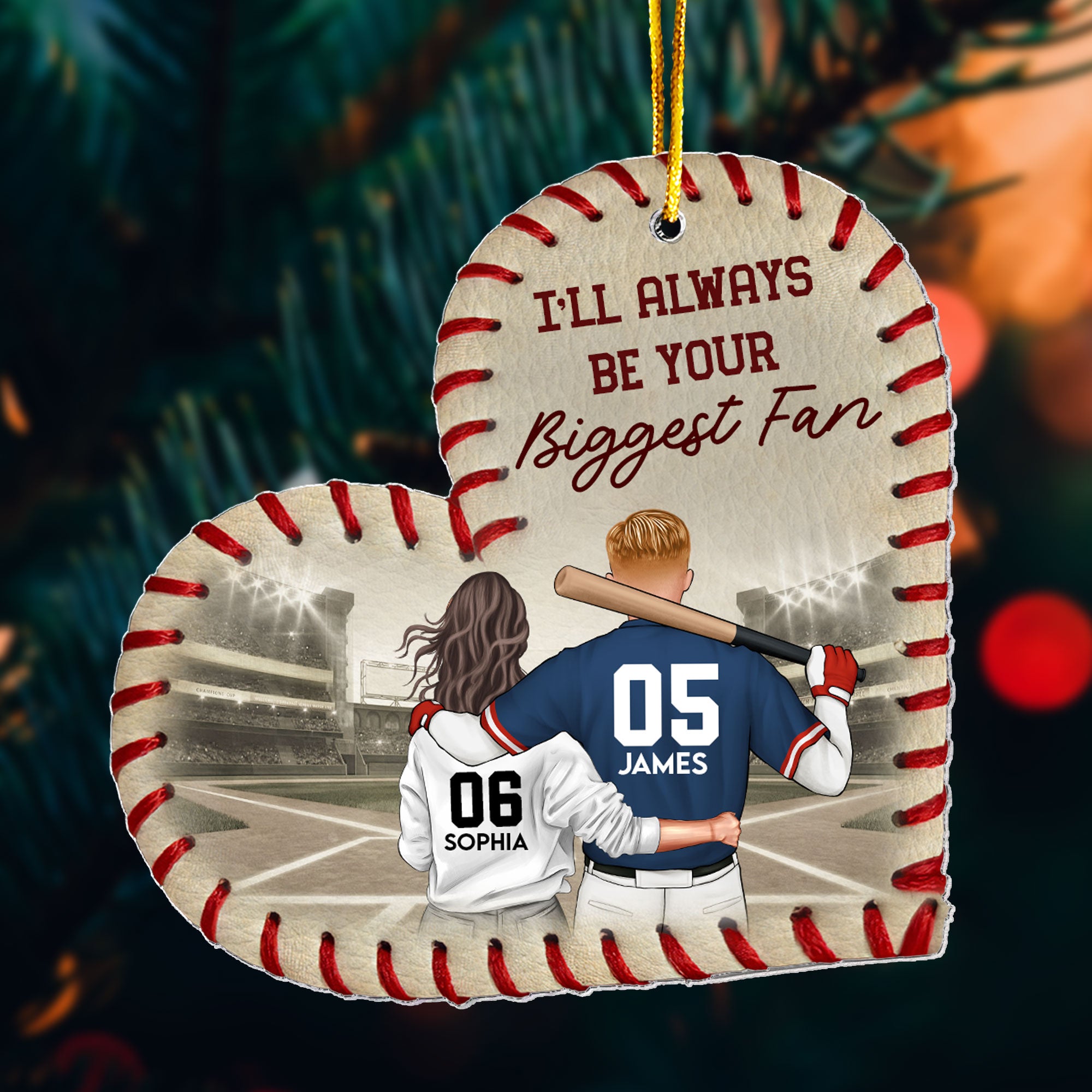 I'll Always Be Your Biggest Fan - Personalized Acrylic Ornament - Heart Shaped