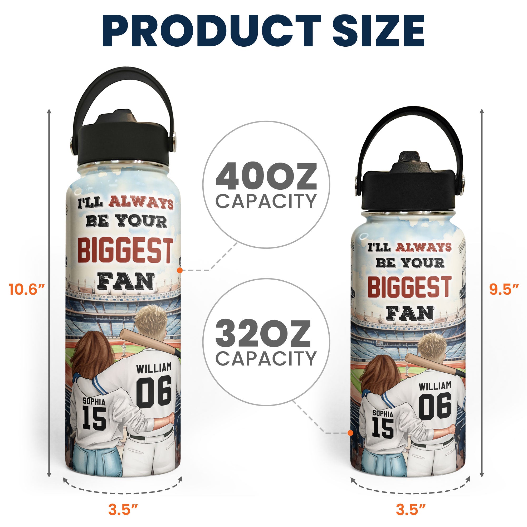 I'll Always Be Your Biggest Fan - Personalized Stainless Steel Water Bottle