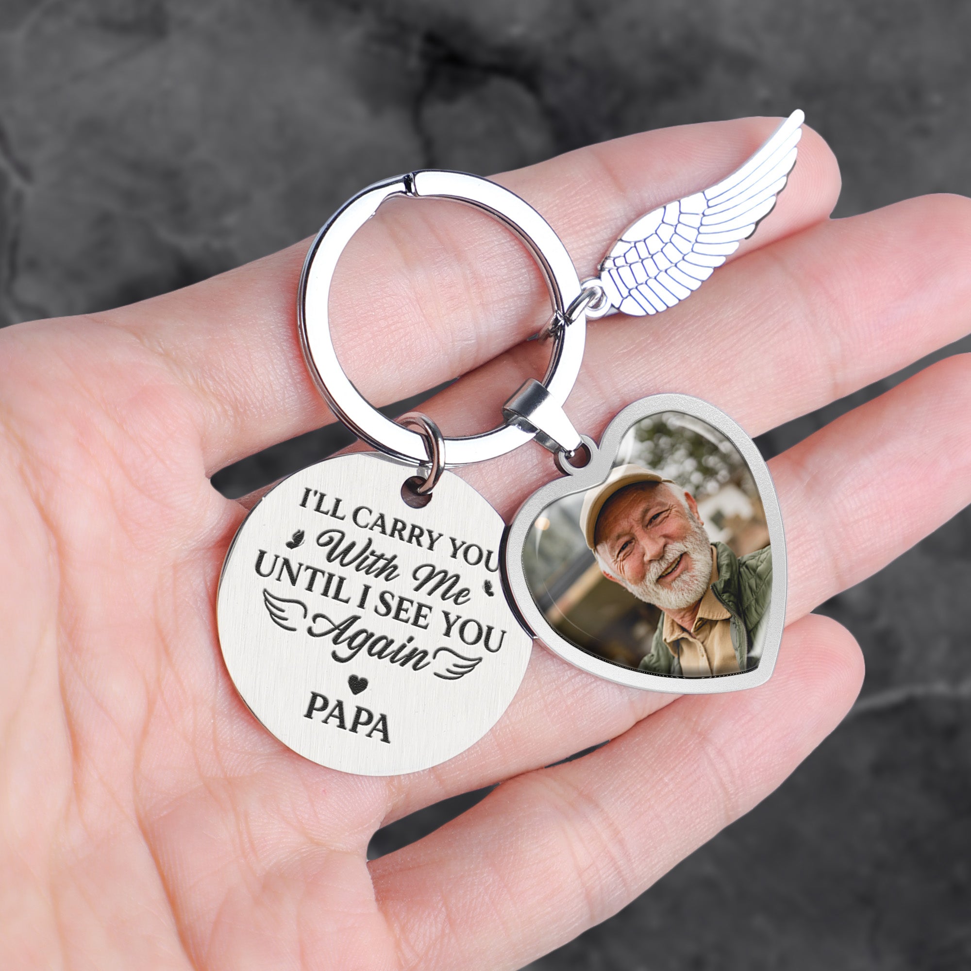 I'll Carry You With Me Memorial Gift - Personalized Photo Keychain