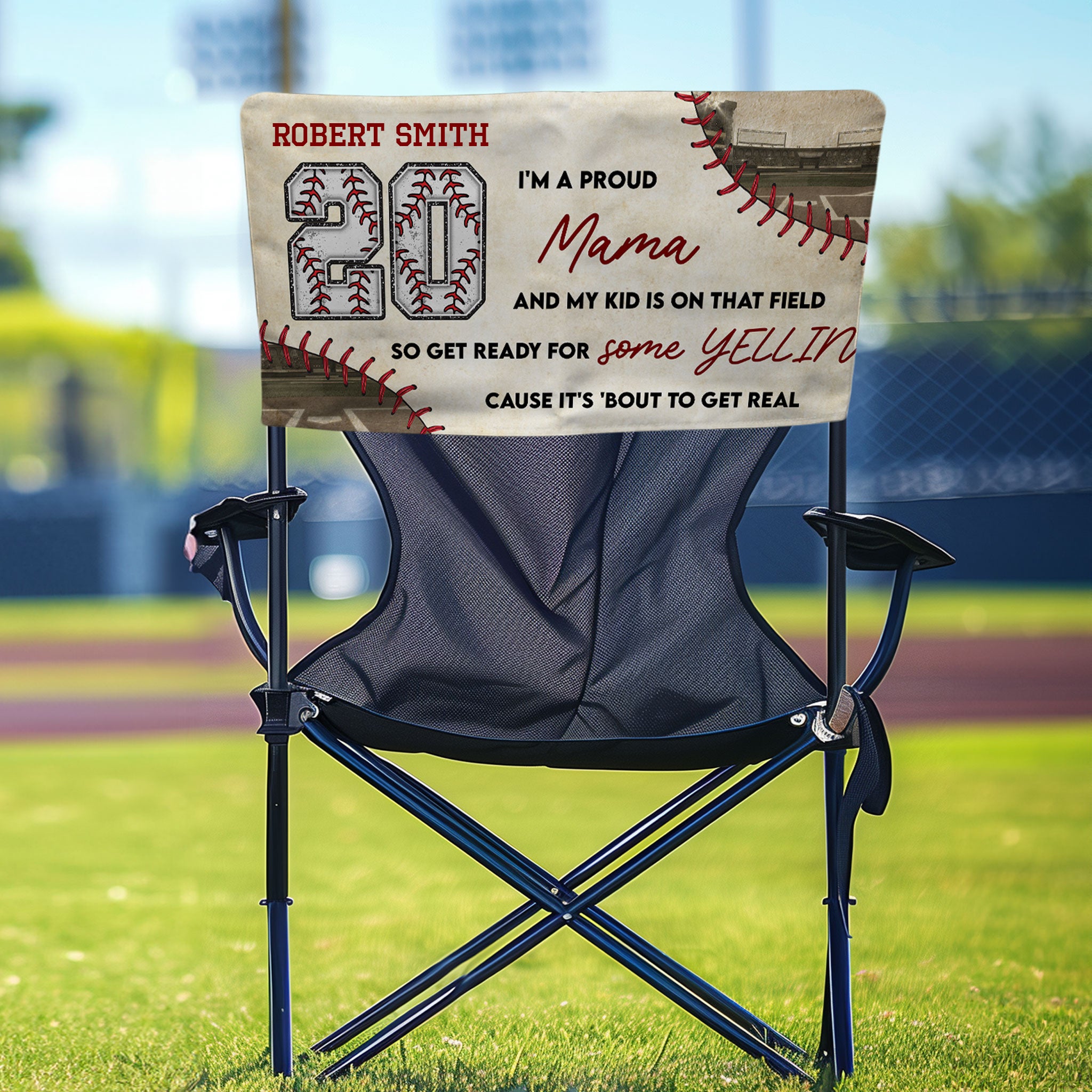 I'm A Proud Baseball Mama - Personalized Folding Chair Cover