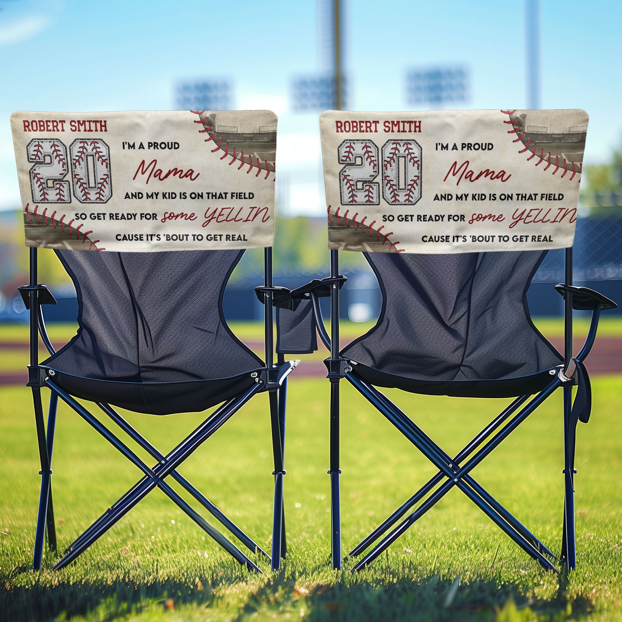 I'm A Proud Baseball Mama - Personalized Folding Chair Cover