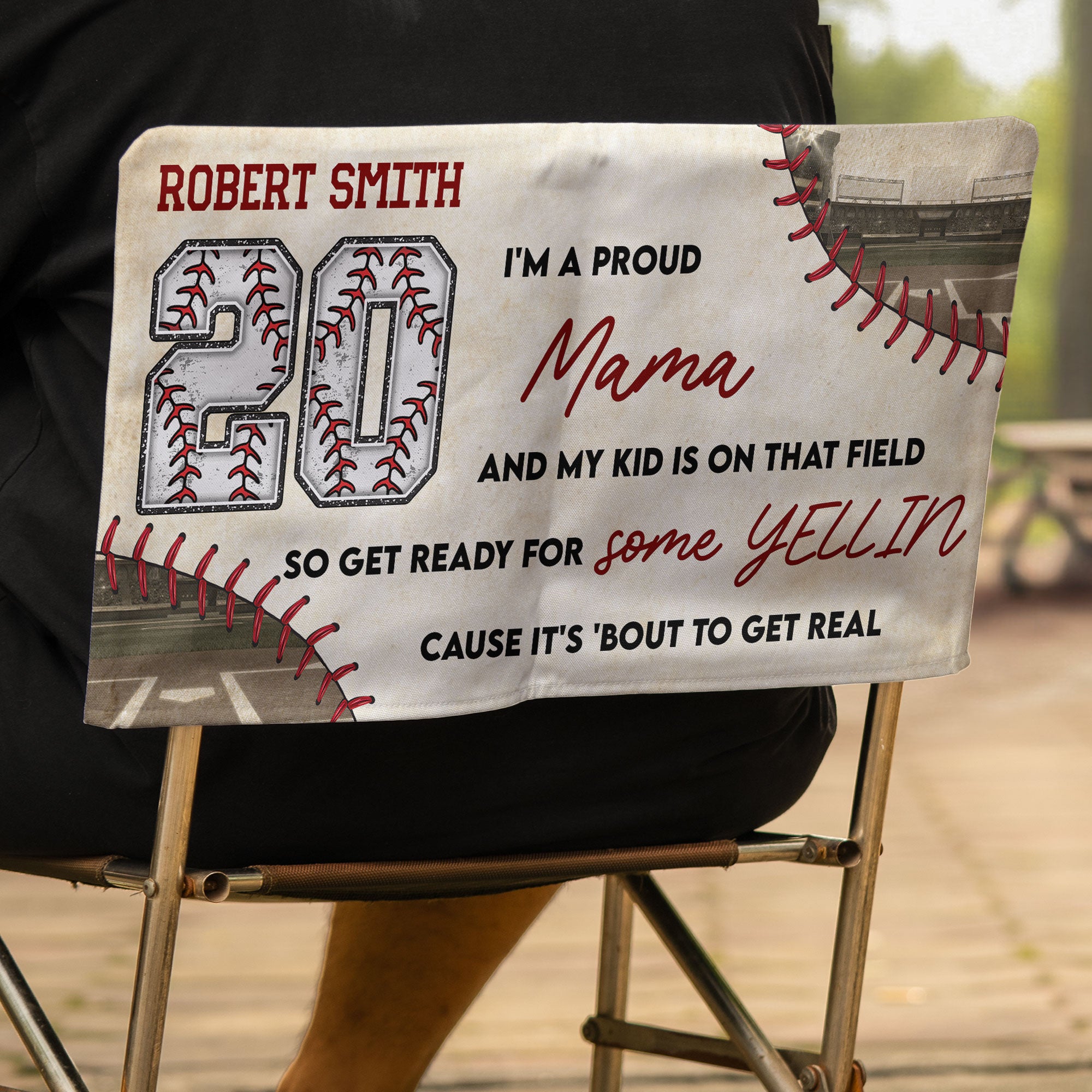 I'm A Proud Baseball Mama - Personalized Folding Chair Cover