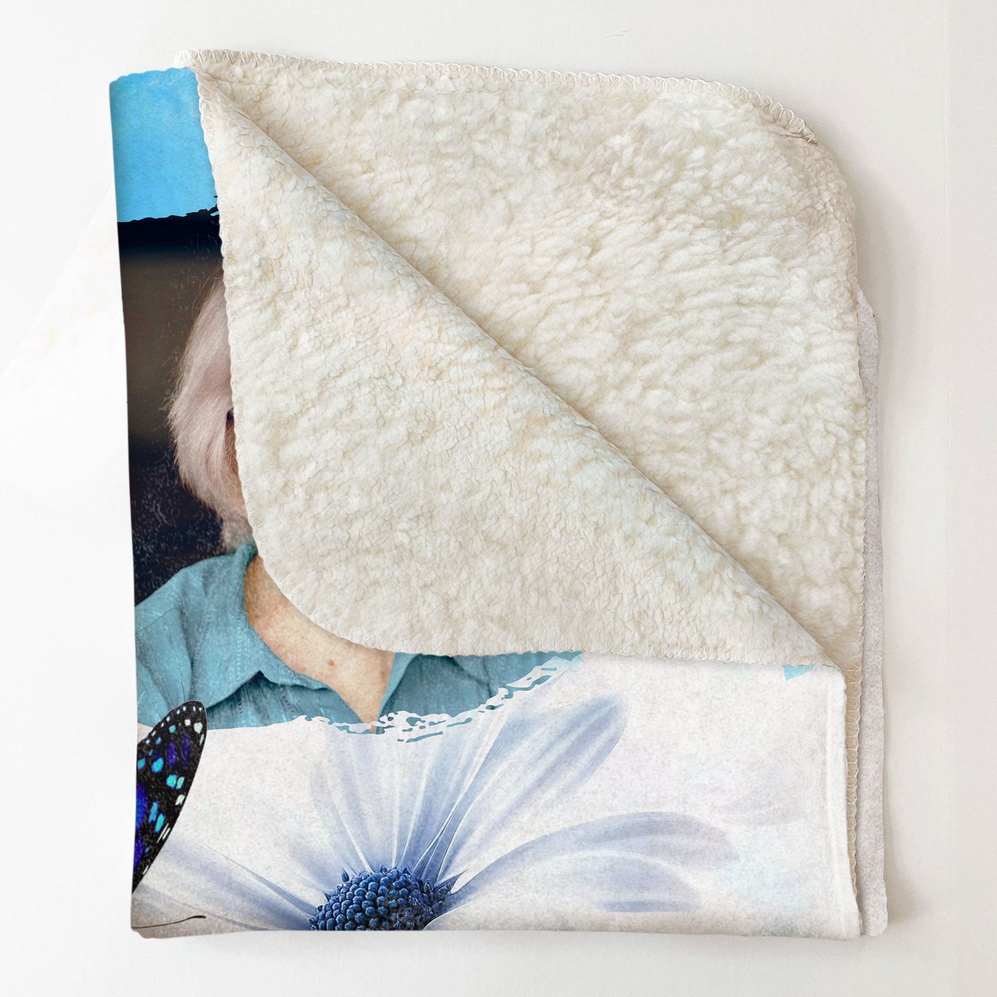 I'm Always With You Blue Butterfly Memorial - Personalized Photo Blanket