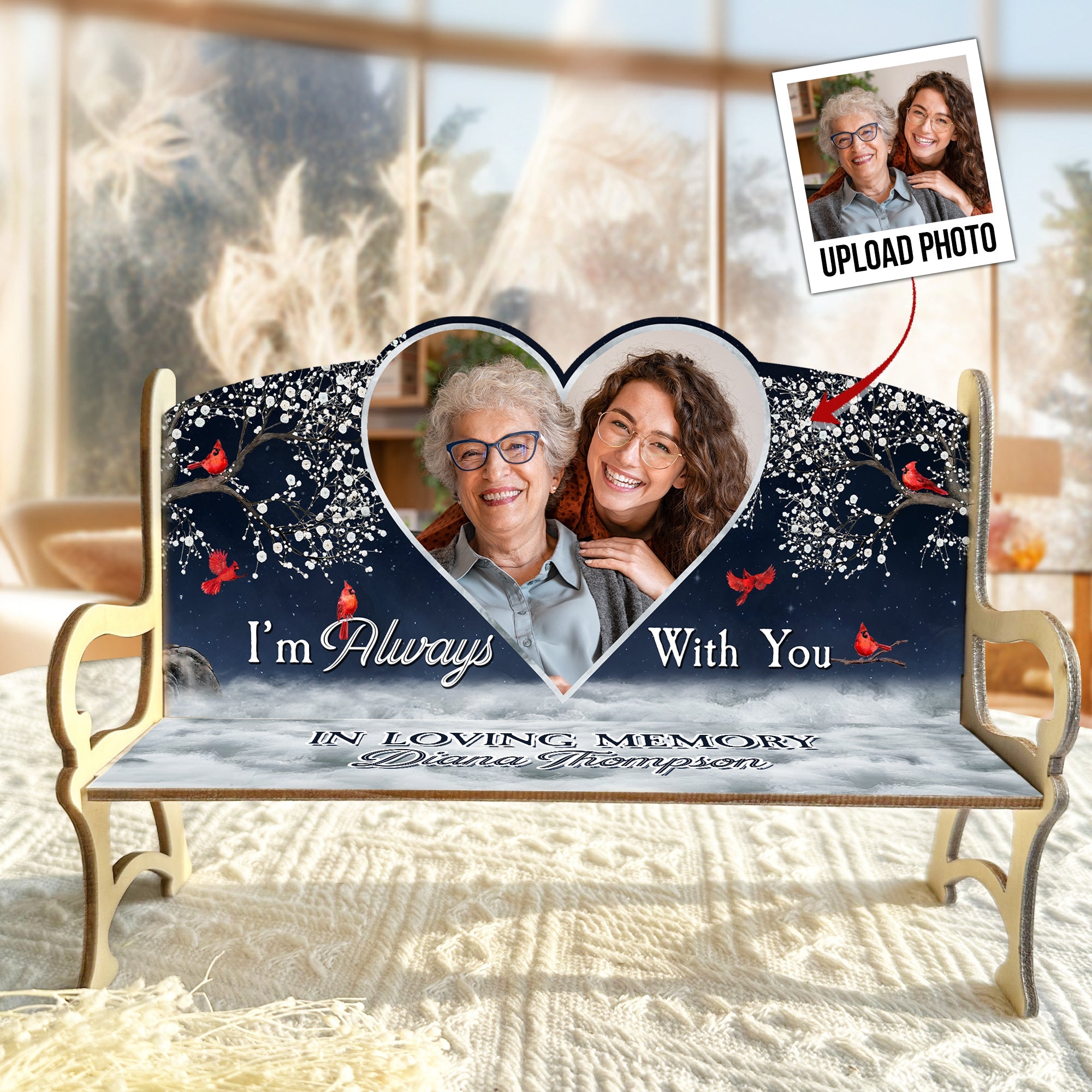 I'm Always With You - Personalized Photo Memorial Bench