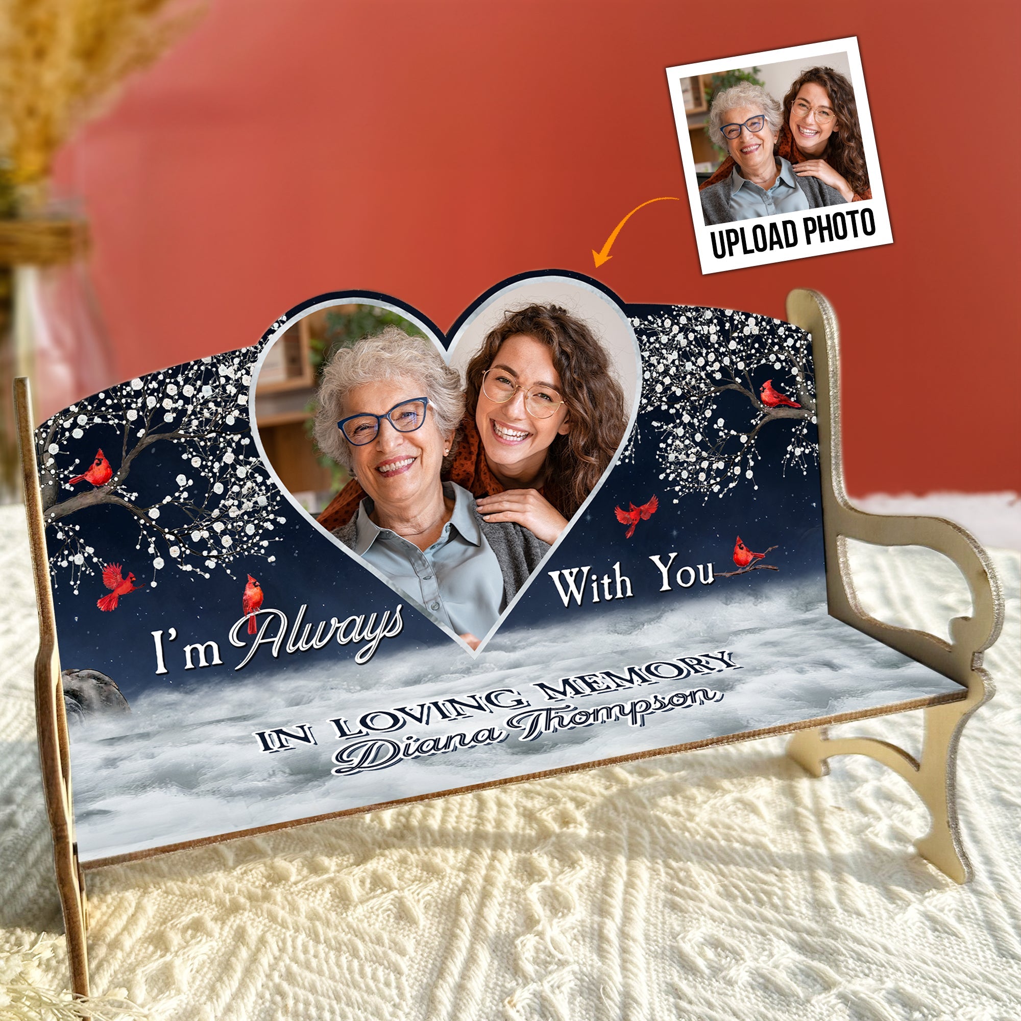 I'm Always With You - Personalized Photo Memorial Bench