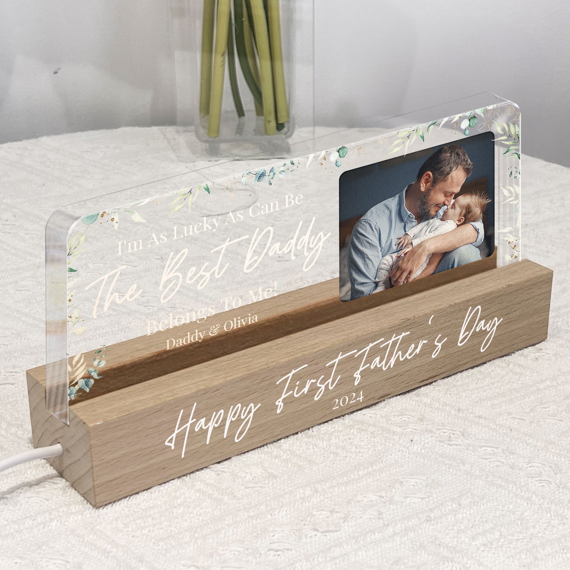 I'm As Lucky As Can Be The Best Daddy Belongs To Me - Personalized Photo LED Night Light