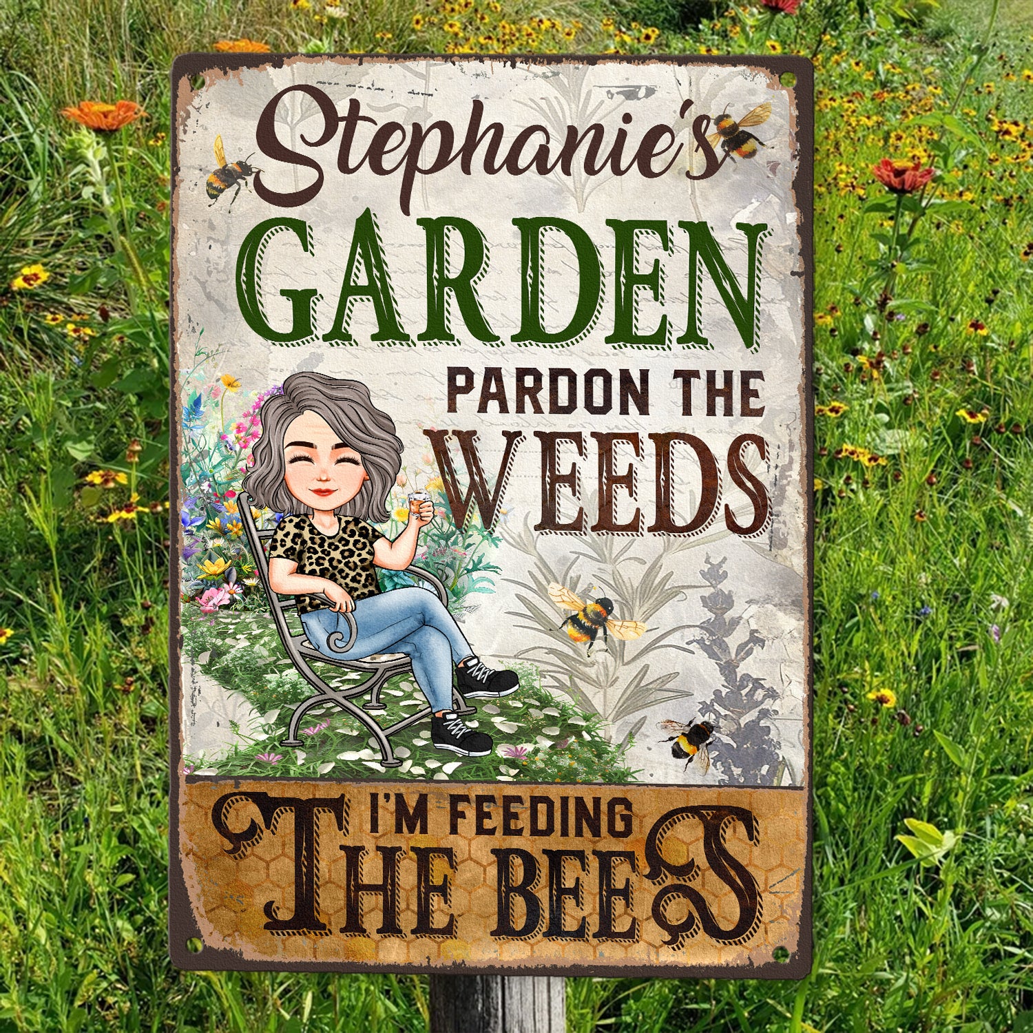 I'm Feeding The Bees - Personalized Metal Sign