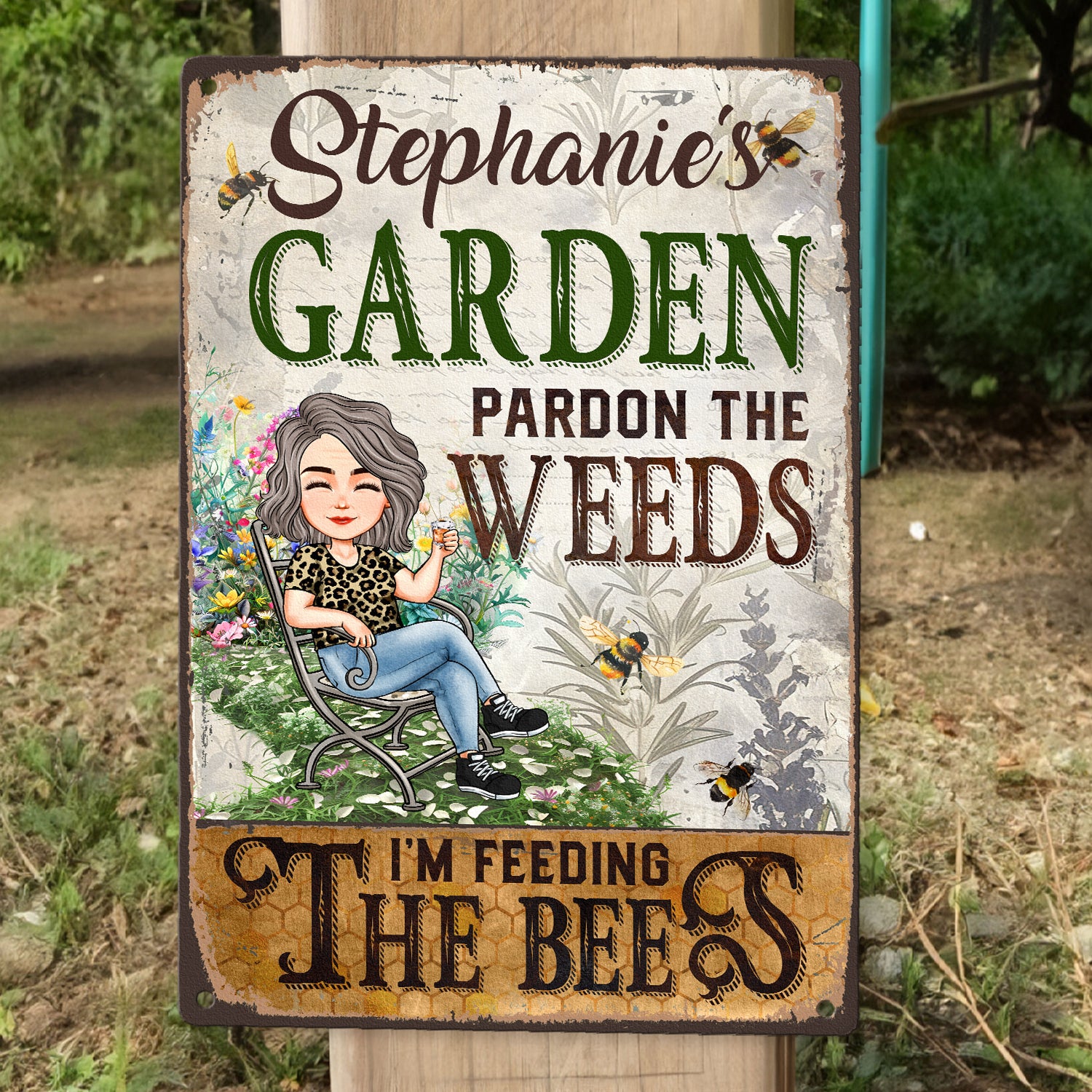 I'm Feeding The Bees - Personalized Metal Sign