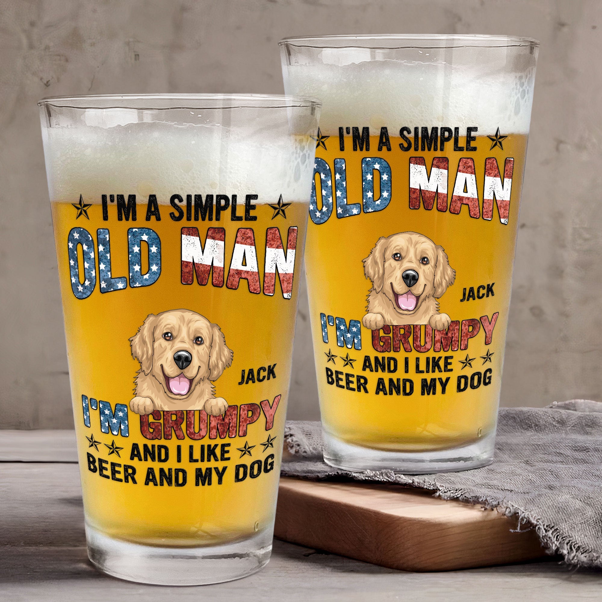 I'm Grumpy And I Like Beer And My Dog - Personalized Beer Glass