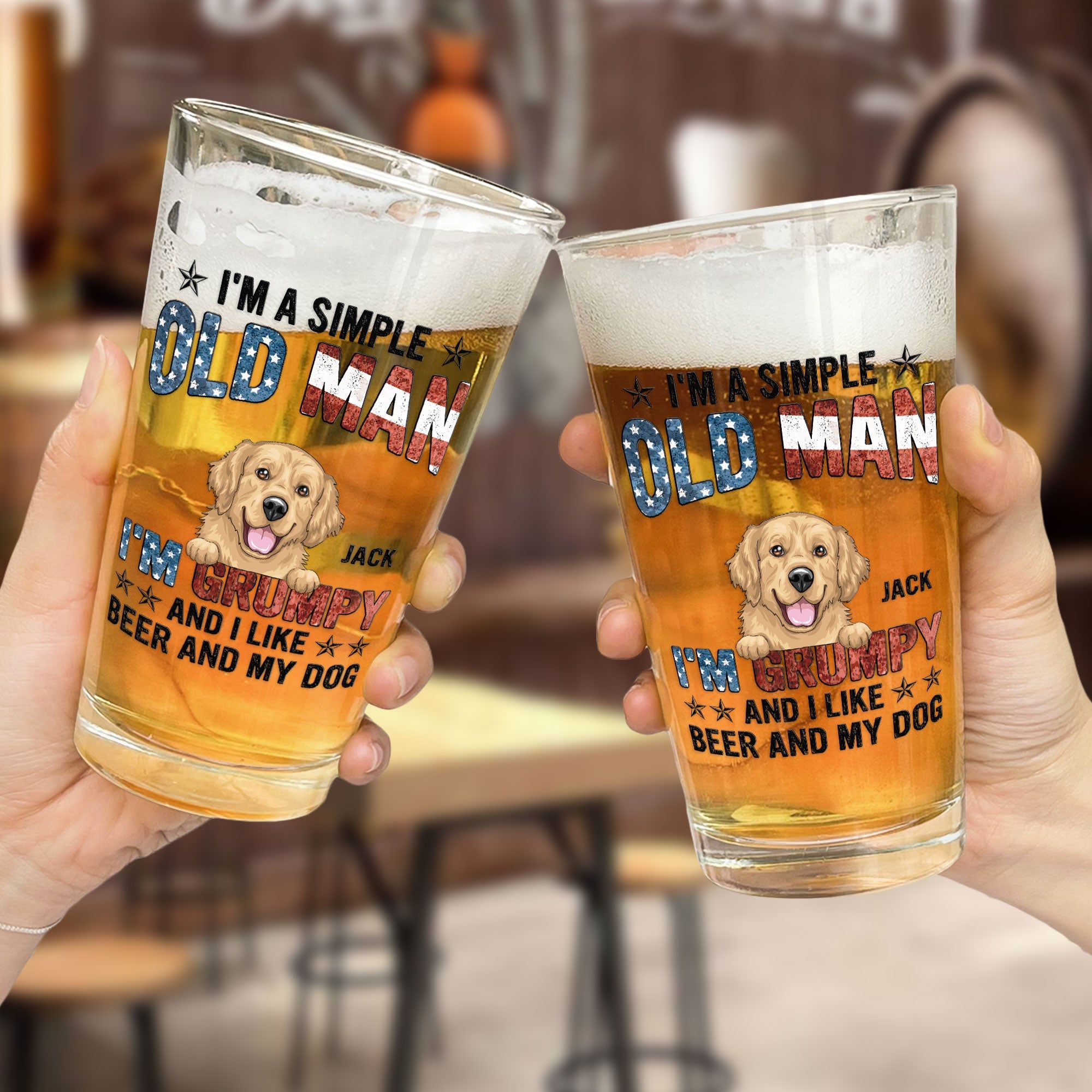 I'm Grumpy And I Like Beer And My Dog - Personalized Beer Glass