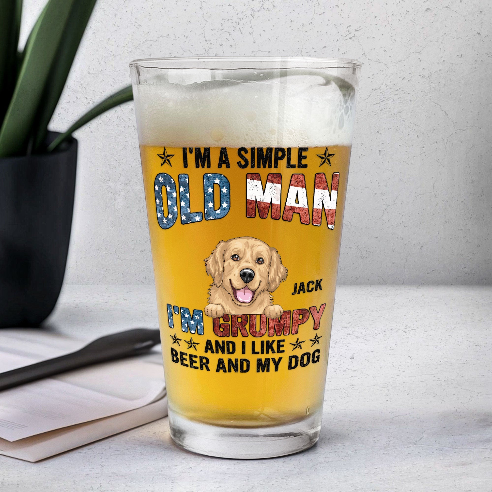 I'm Grumpy And I Like Beer And My Dog - Personalized Beer Glass